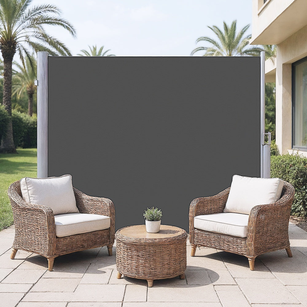 Extendable Side Shade Privacy Screen - Aluminium - Grey