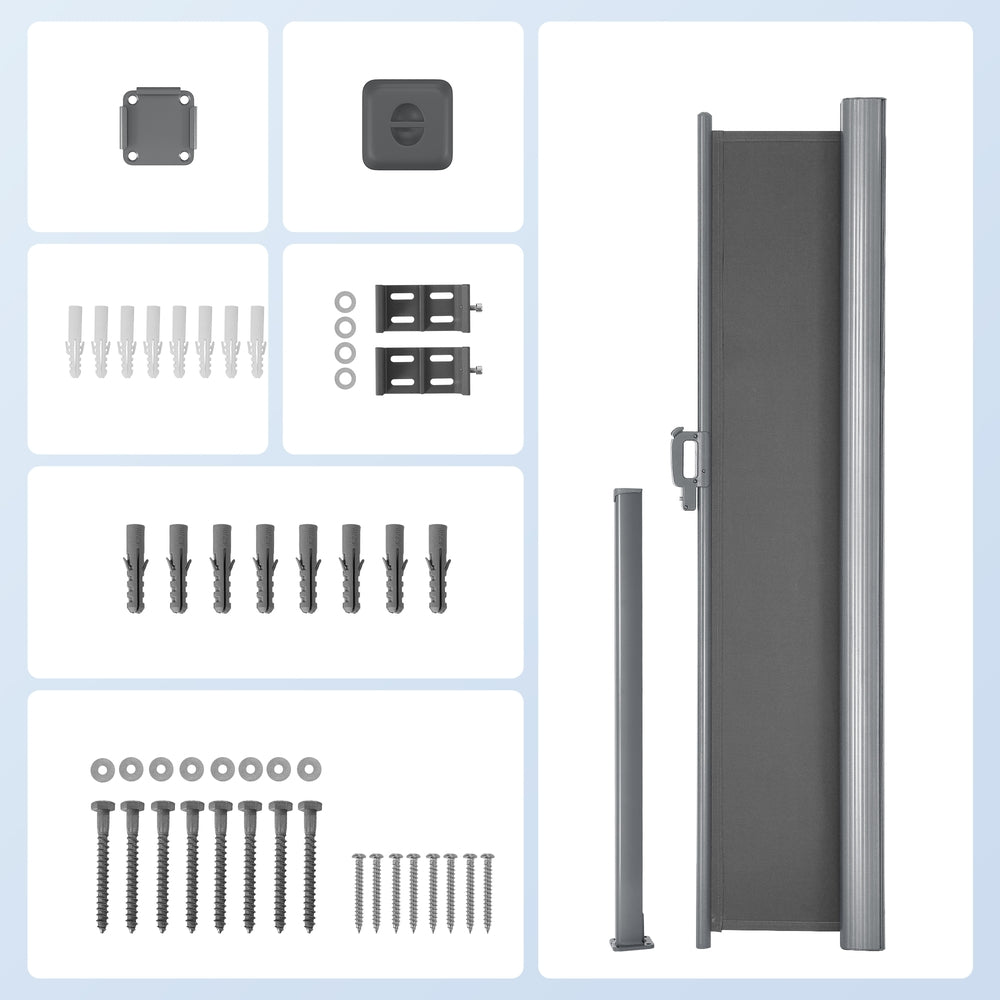 Extendable Side Shade Privacy Screen - Aluminium - Grey