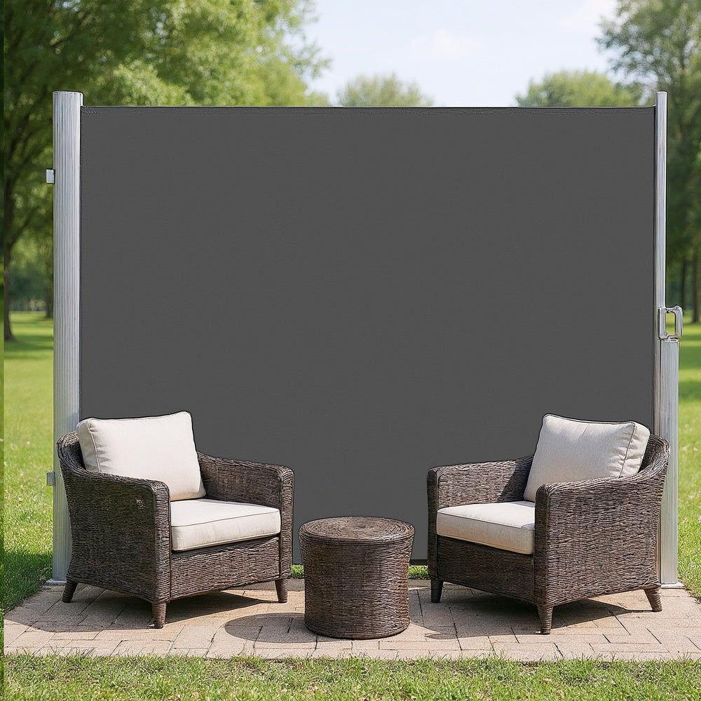 Extendable Side Shade Privacy Screen - Aluminium - Grey