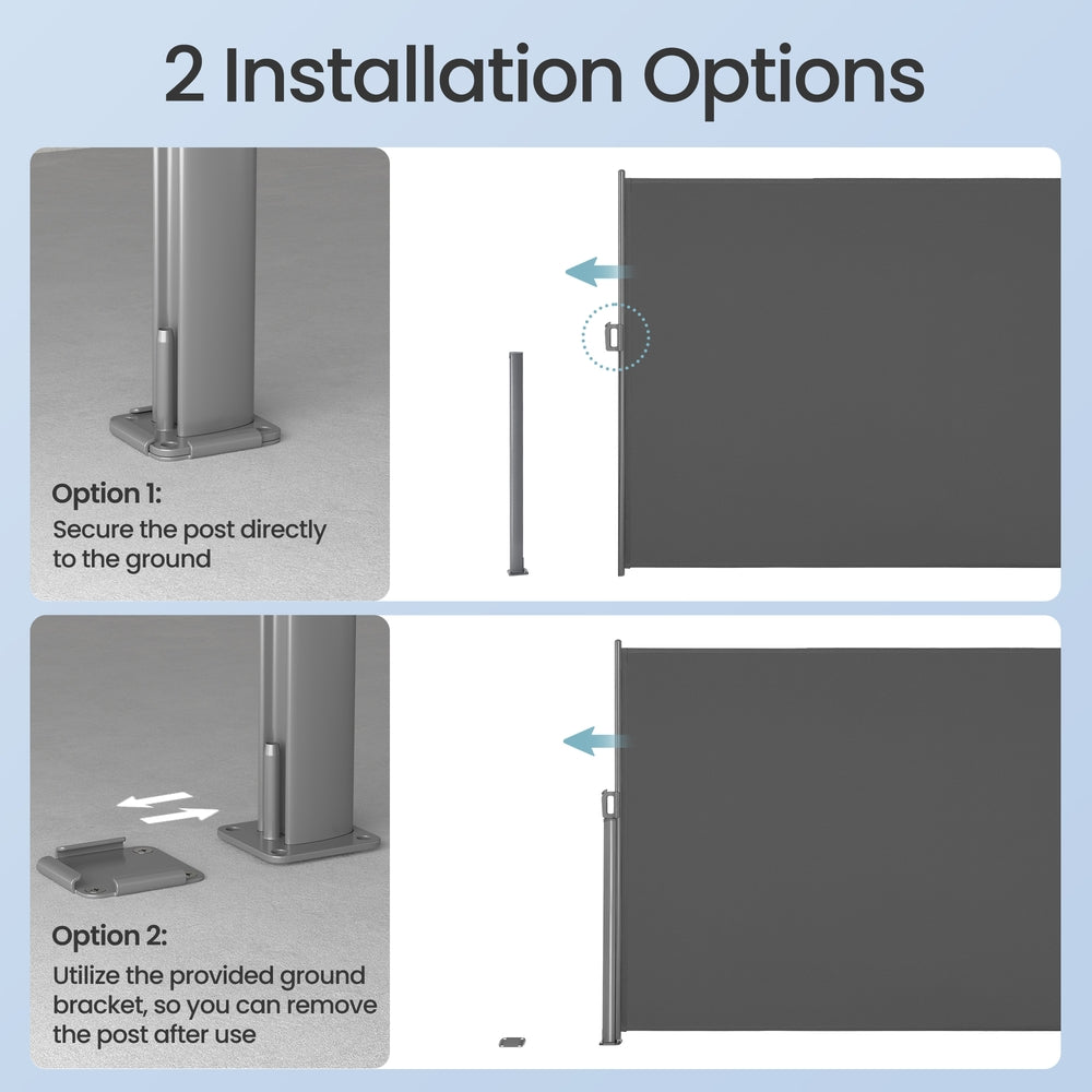 Extendable Side Shade Privacy Screen - Aluminium - Grey