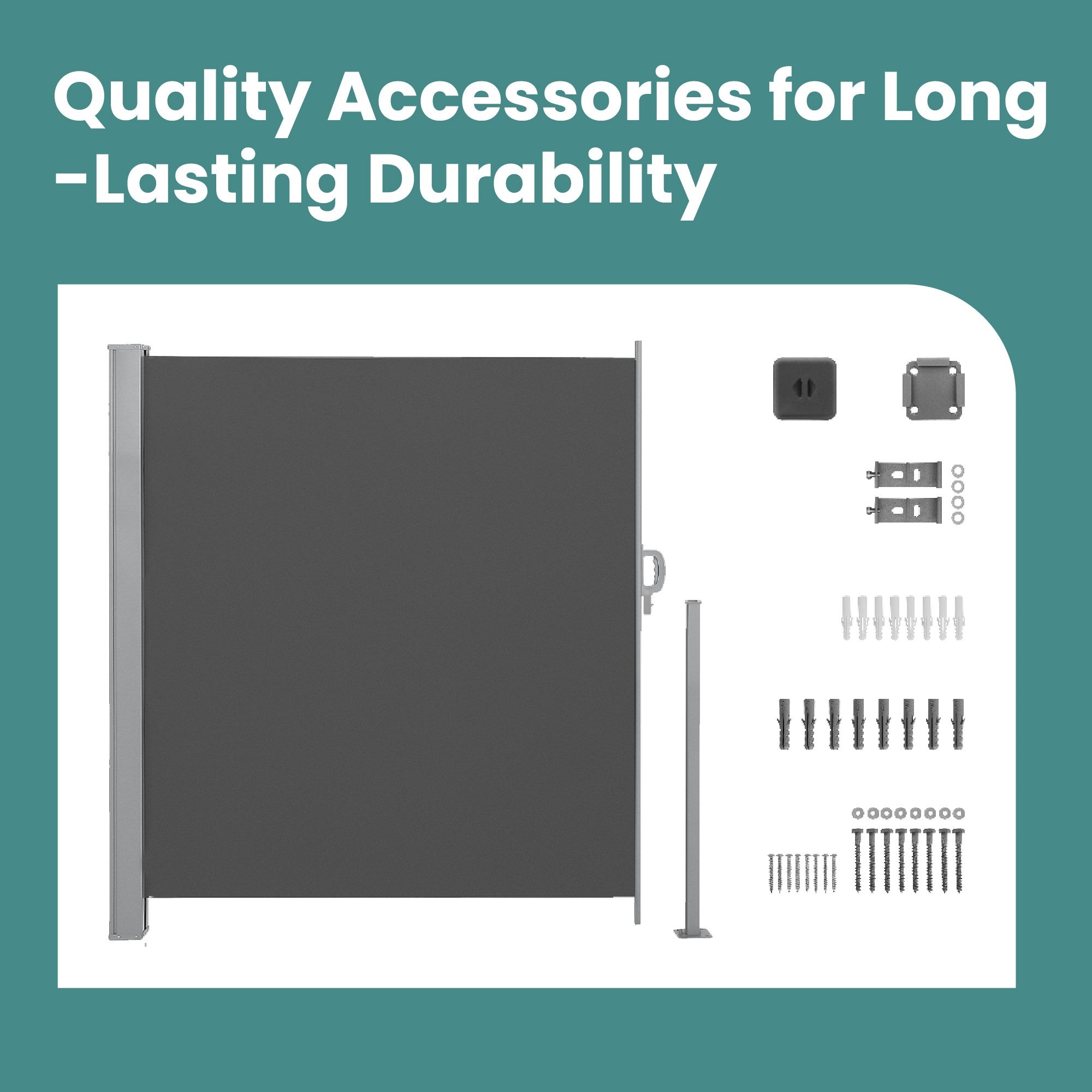 Extendable Side Shade - Steel - Anthracite Grey - Privacy Screen and Sun Protection for Patio
