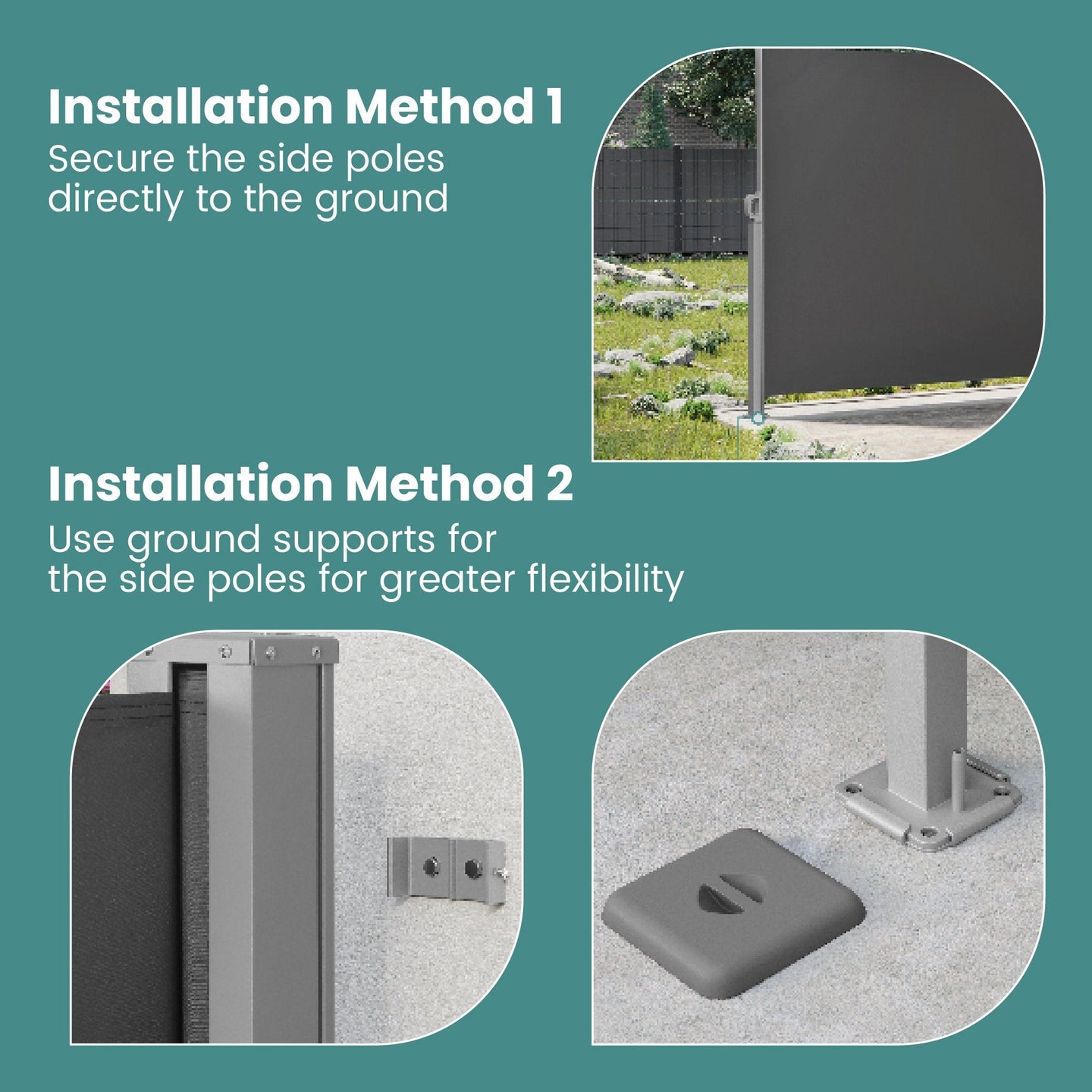 Extendable Side Shade - Steel - Anthracite Grey - Privacy Screen and Sun Protection for Patio