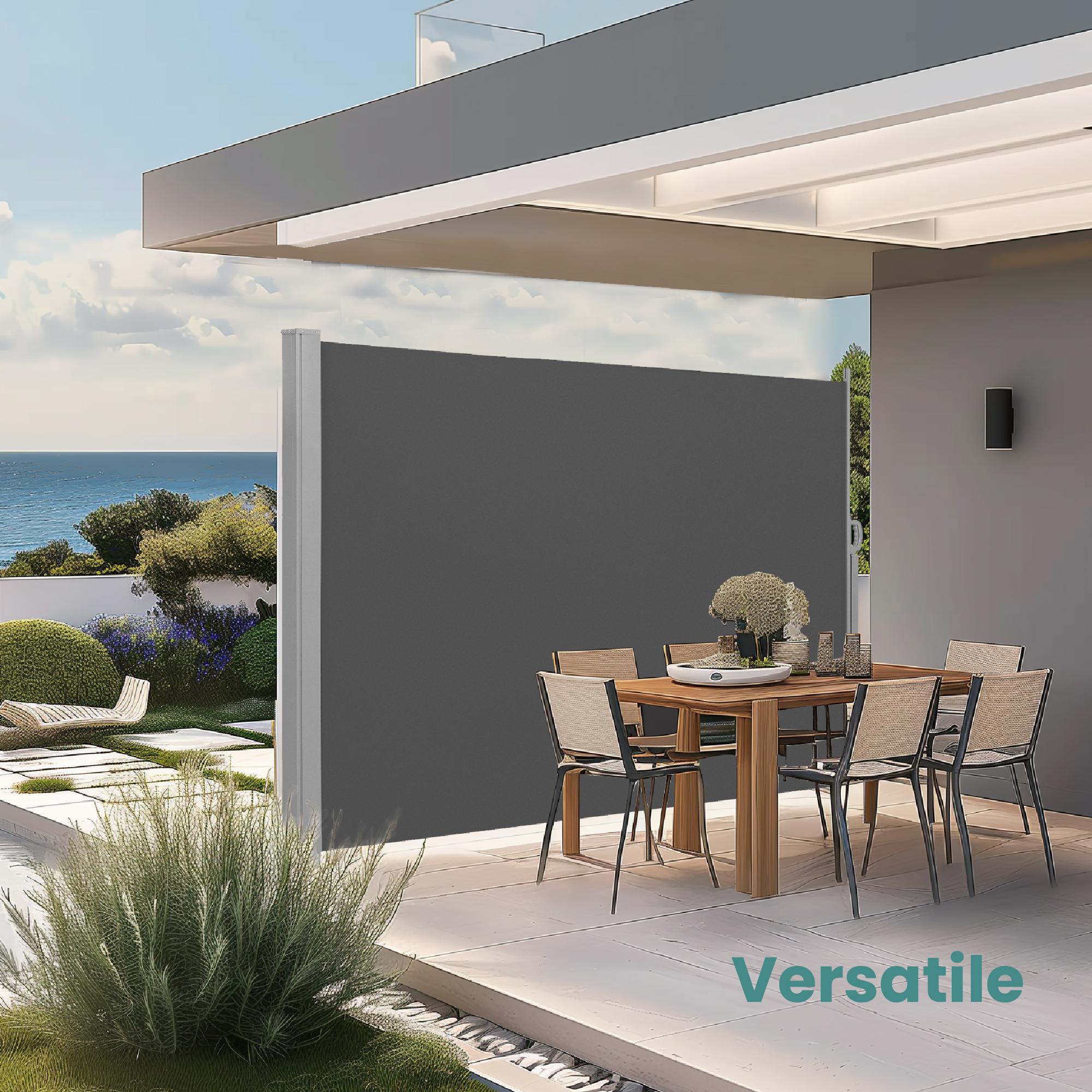 Extendable Side Shade - Steel - Anthracite Grey - Privacy Screen for Patio