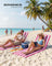 Set of 2 Folding Beach Sunloungers - Steel Tube and Oxford Fabric - Strawberry Red and Cloud White