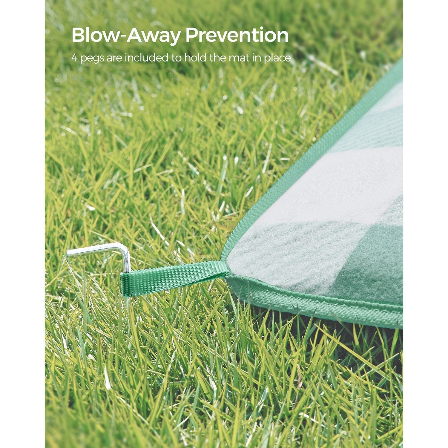 Picnic Blanket - 300 x 200 cm - Green and White - Waterproof