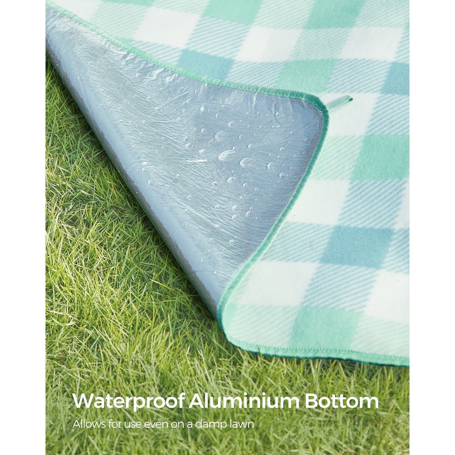 Picnic Blanket - 300 x 200 cm - Green and White - Waterproof