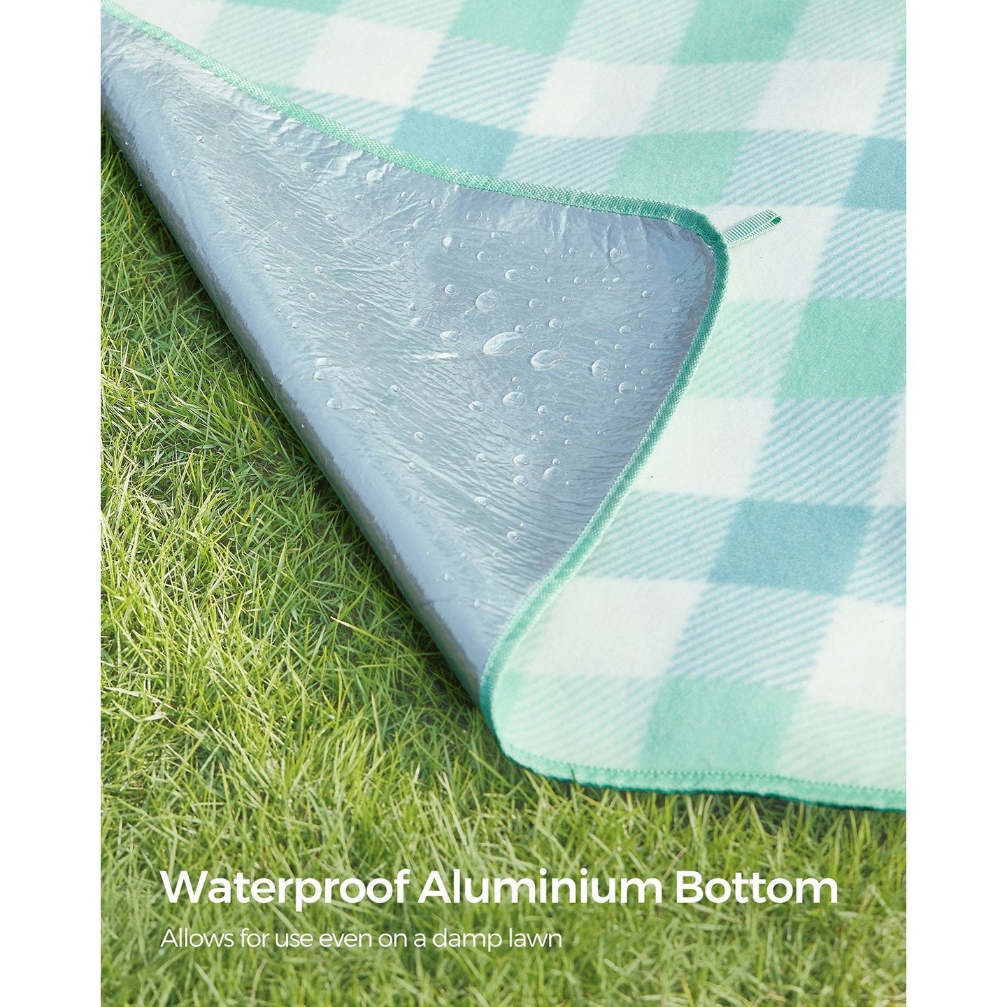 Picnic Blanket - 300 x 200 cm - Green and White - Waterproof