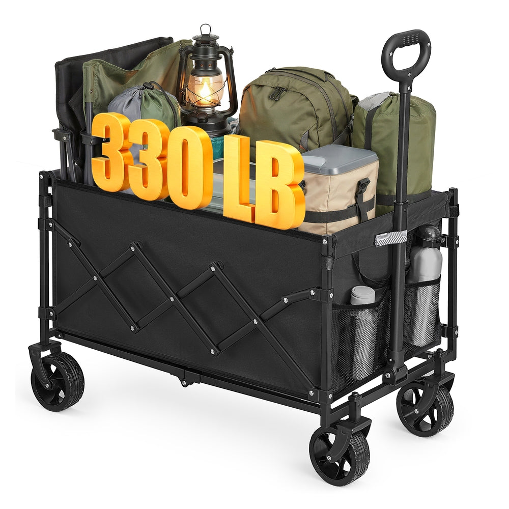 Foldable Camping Cart - Steel - Ink Black - with Adjustable Handle