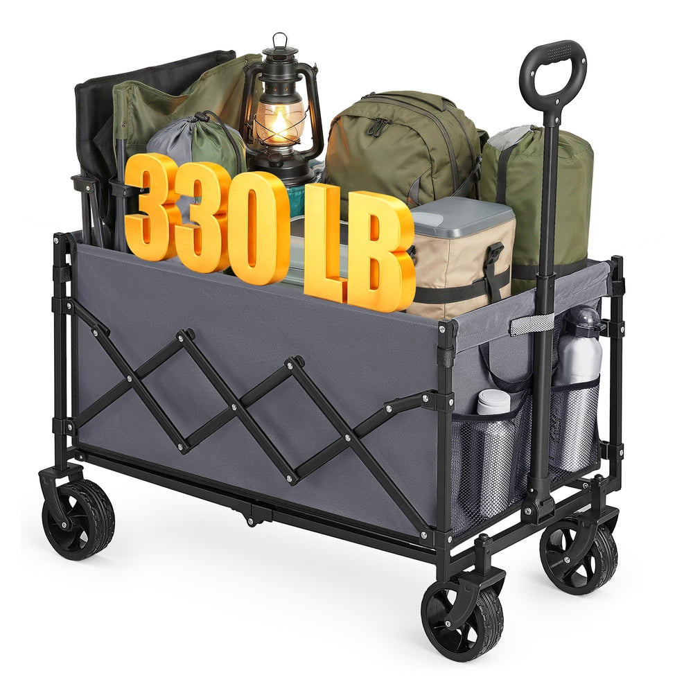 Foldable Camping Cart - Steel - Dove Grey - with Adjustable Handle