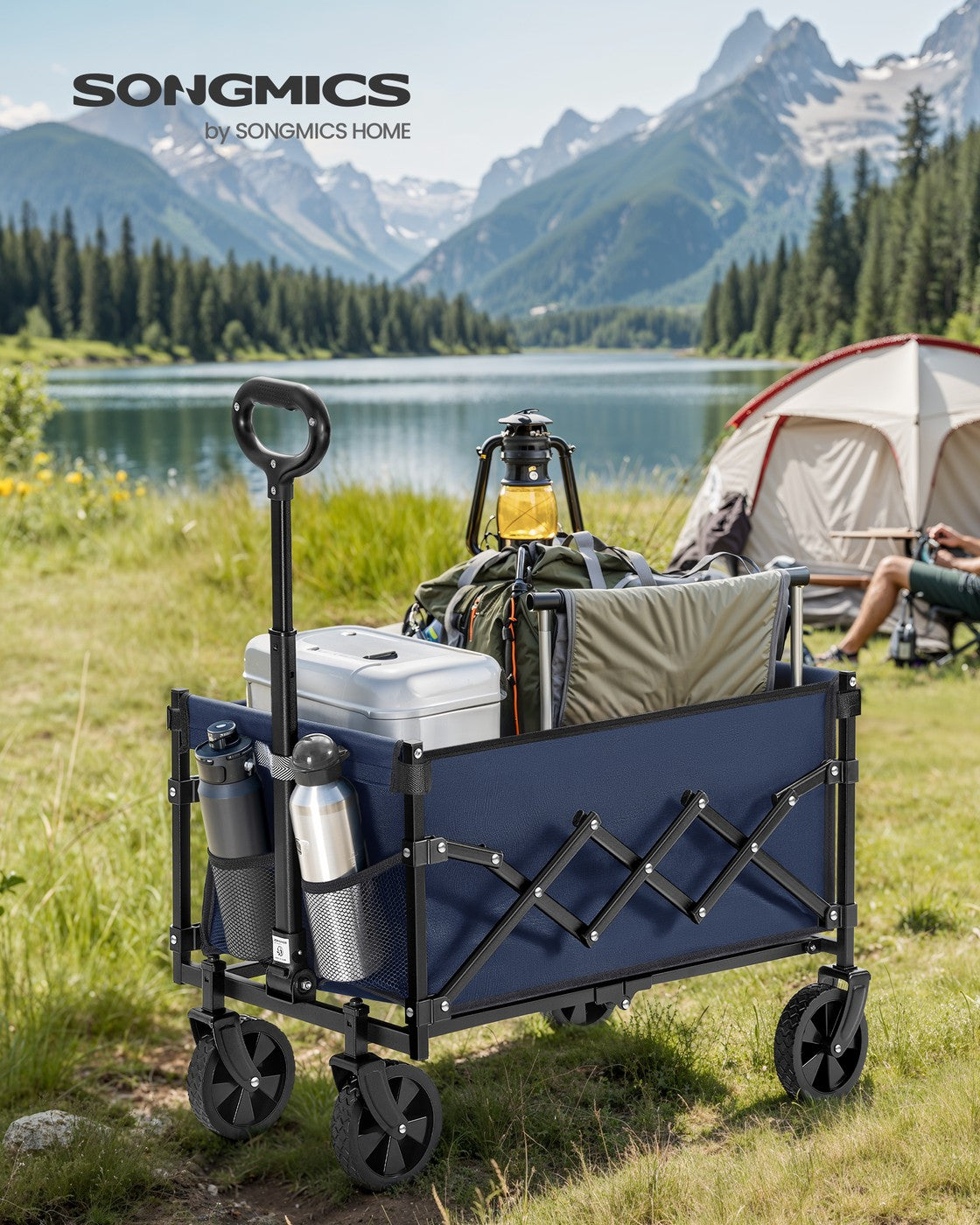 Foldable Camping Cart - Steel - Midnight Blue - with Adjustable Handle