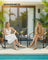 Set of Garden Rocking Chair - Synthetic Fabric and Steel - Light Brown