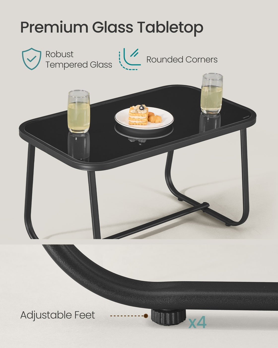 Set of Garden Rocking Chair - Synthetic Fabric and Steel - Ink Black