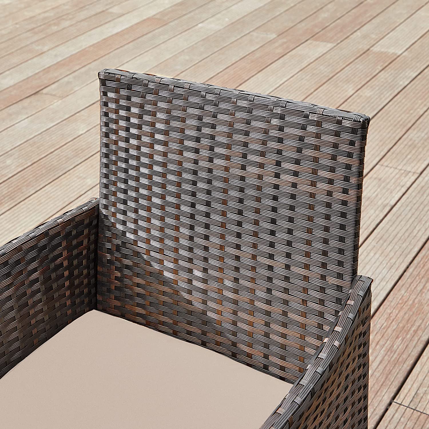 Outdoor Furniture Set - Black and Beige - Polyrattan