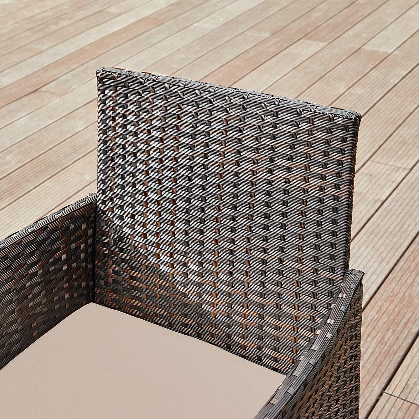 Outdoor Furniture Set - Black and Beige - Polyrattan