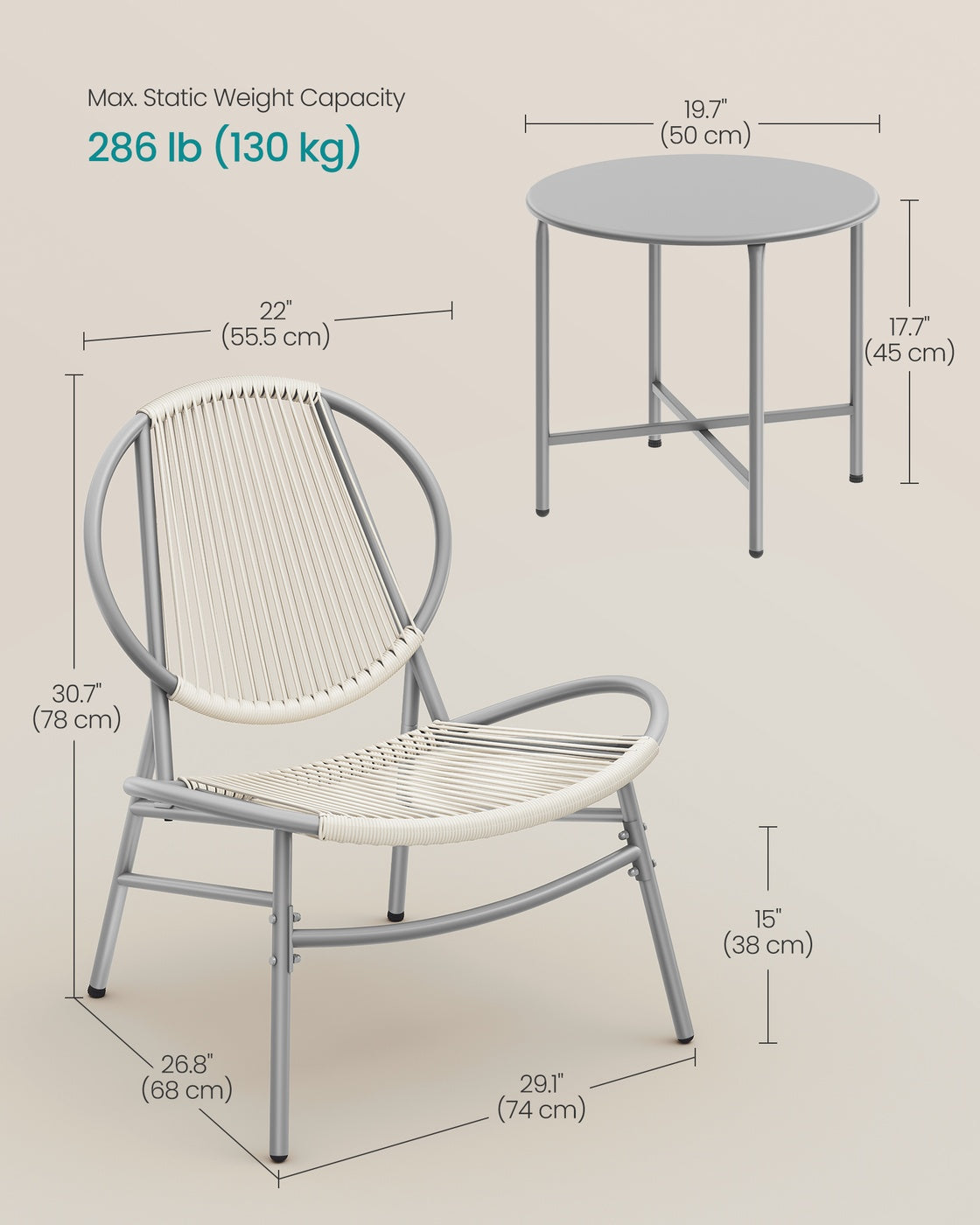 Bistro Set - PE and Steel