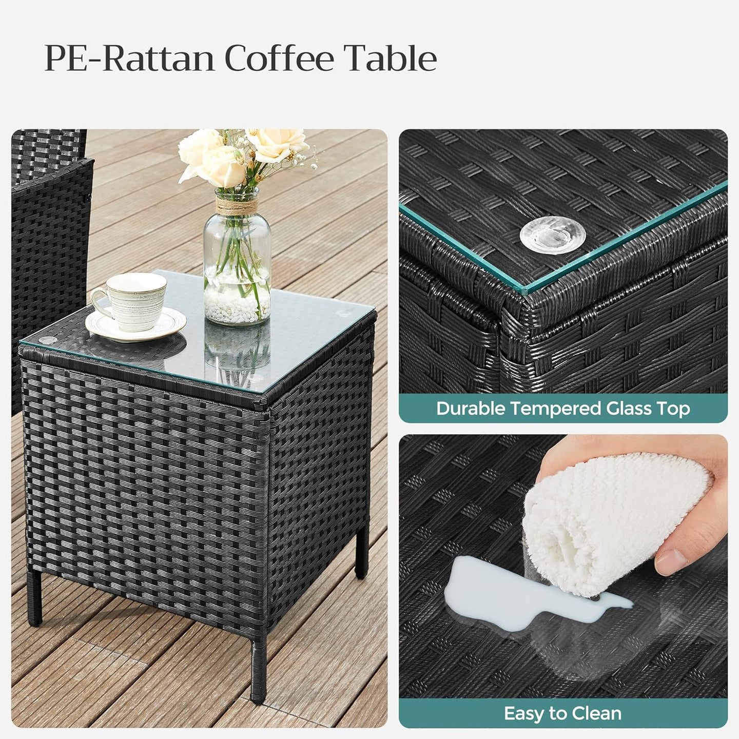 Outdoor Patio Furniture Set - Brown and Taupe - Polyrattan