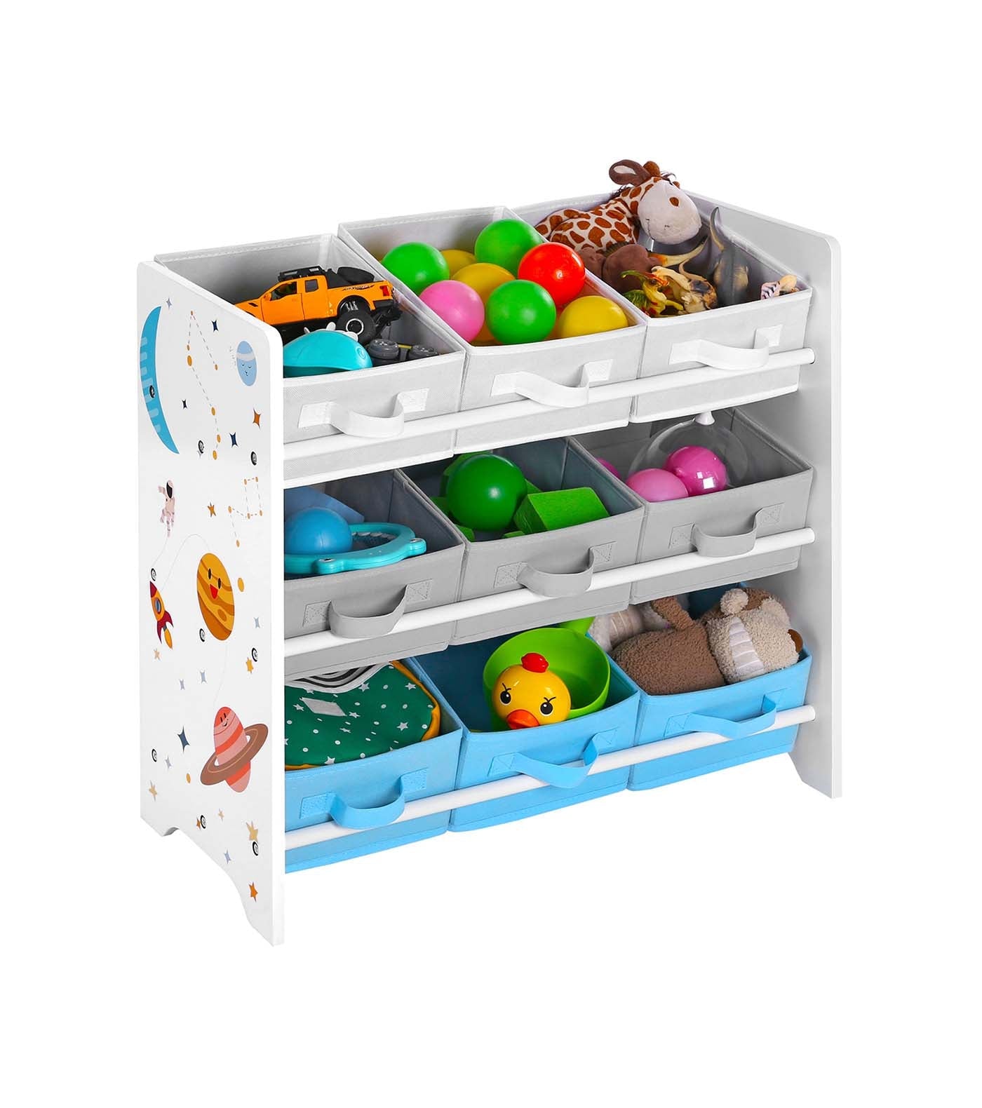 Toy Storage Shelf - Wood - White - Includes 9 Removable Non-Woven Fabric Boxes