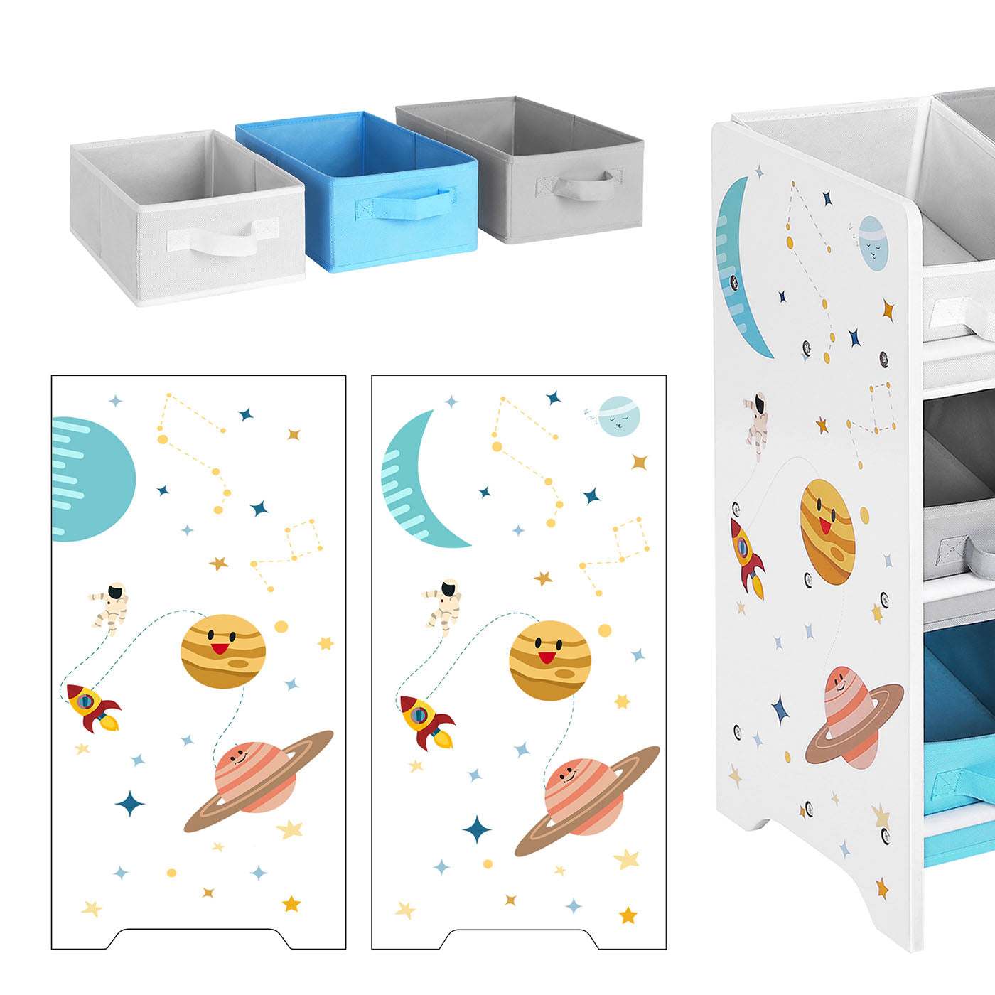 Toy Storage Shelf - Wood - White - Includes 9 Removable Non-Woven Fabric Boxes