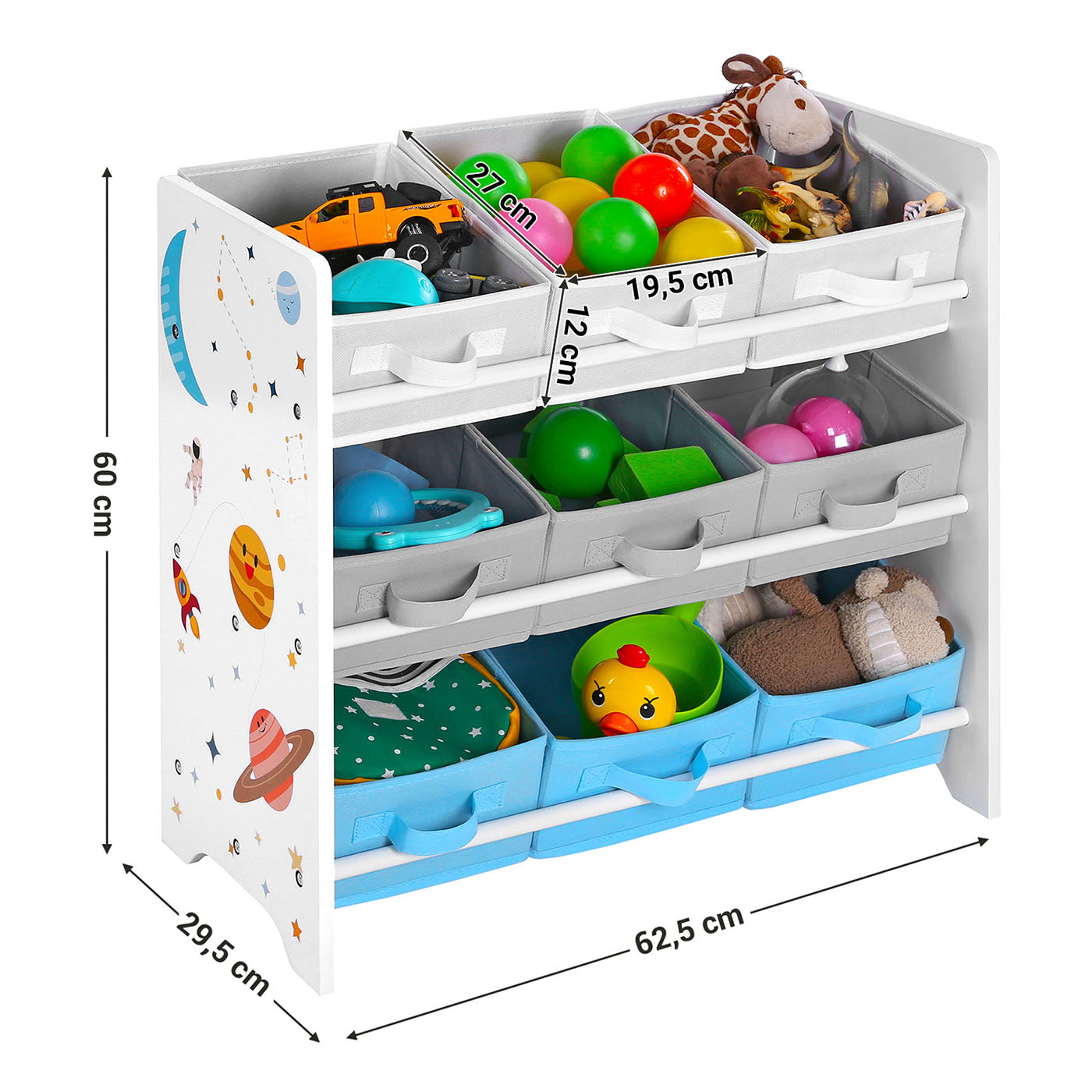Toy Storage Shelf - Wood - White - Includes 9 Removable Non-Woven Fabric Boxes