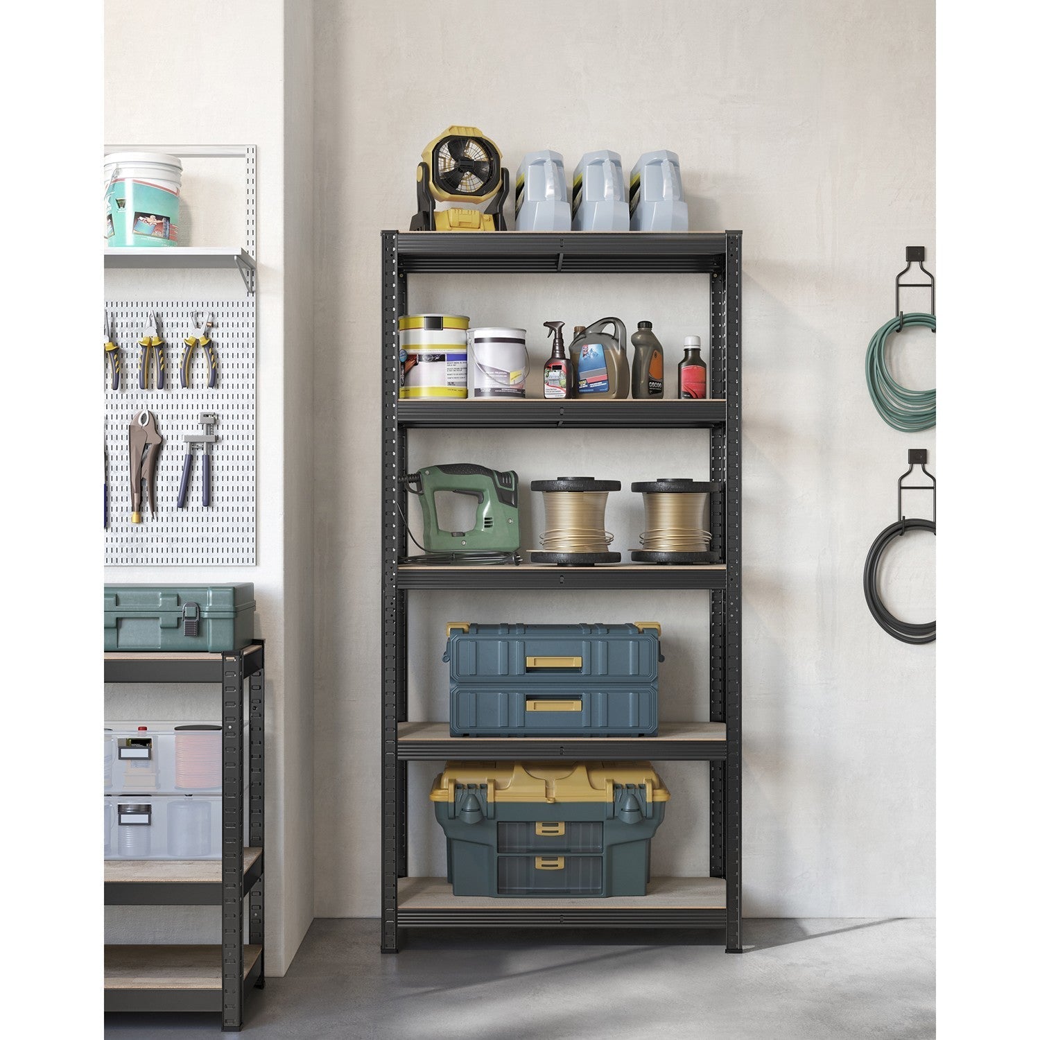 5-Tier Shelving Unit - Max Load 875 kg - Reinforced Steel - Silver - Adjustable Shelves