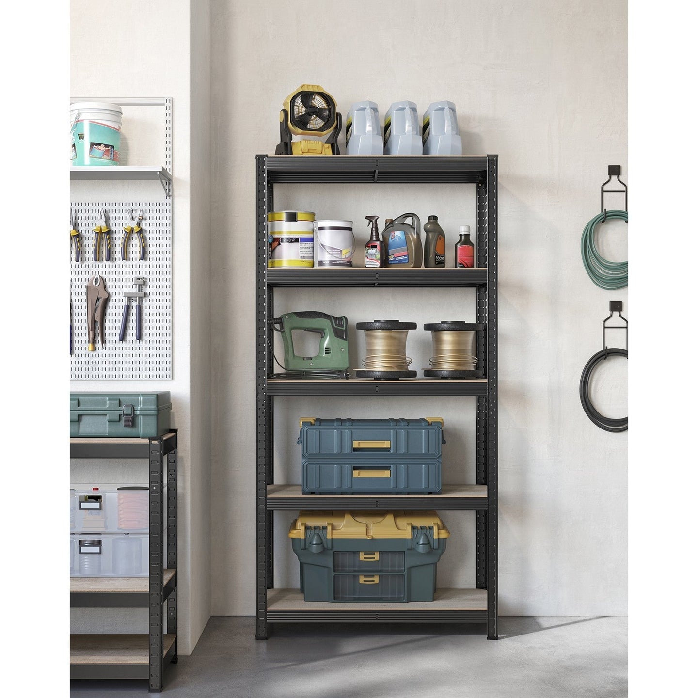 5-Tier Shelving Unit - Max Load 875 kg - Reinforced Steel - Silver - Adjustable Shelves