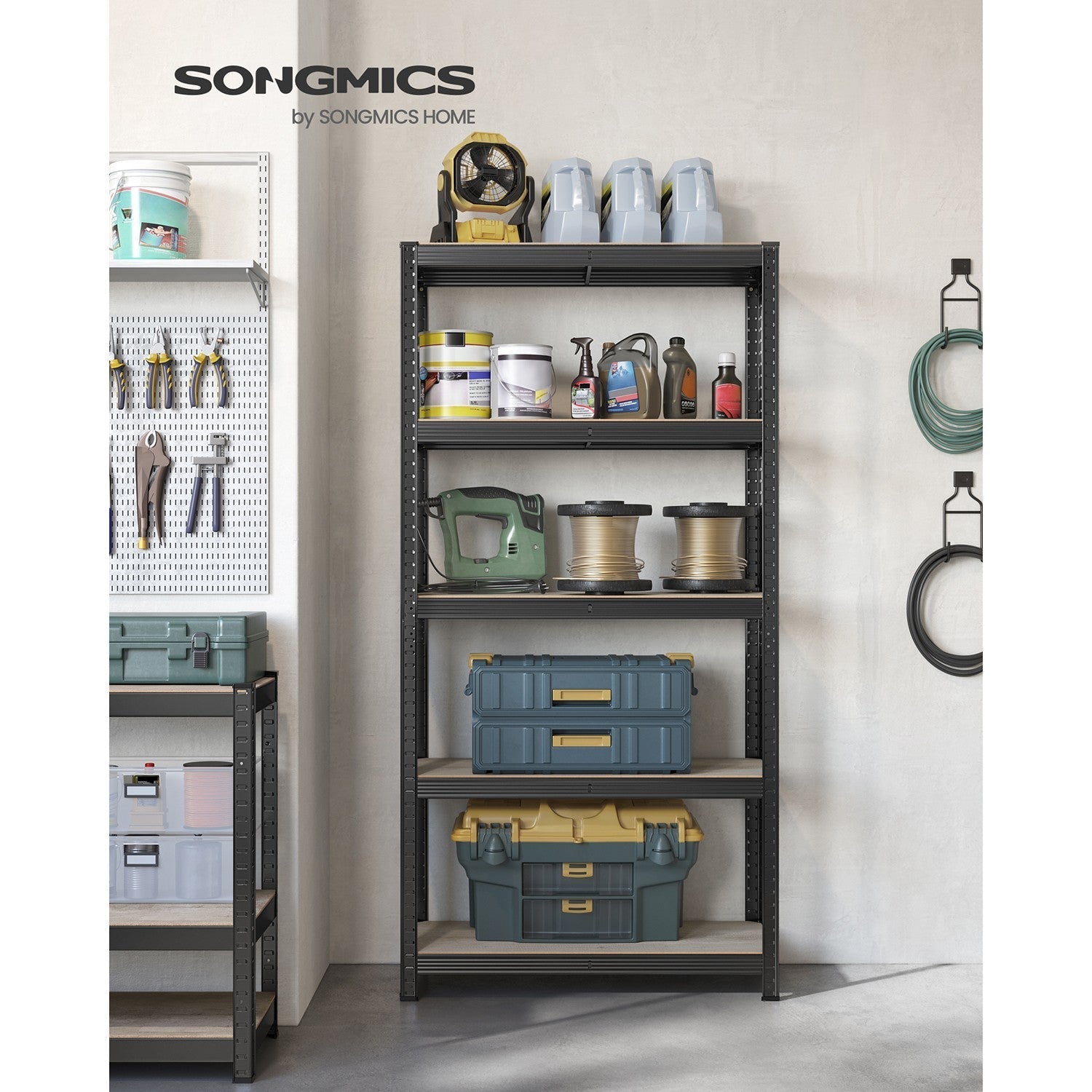 5-Tier Shelving Unit - Max Load 875 kg - Reinforced Steel - Silver - Adjustable Shelves