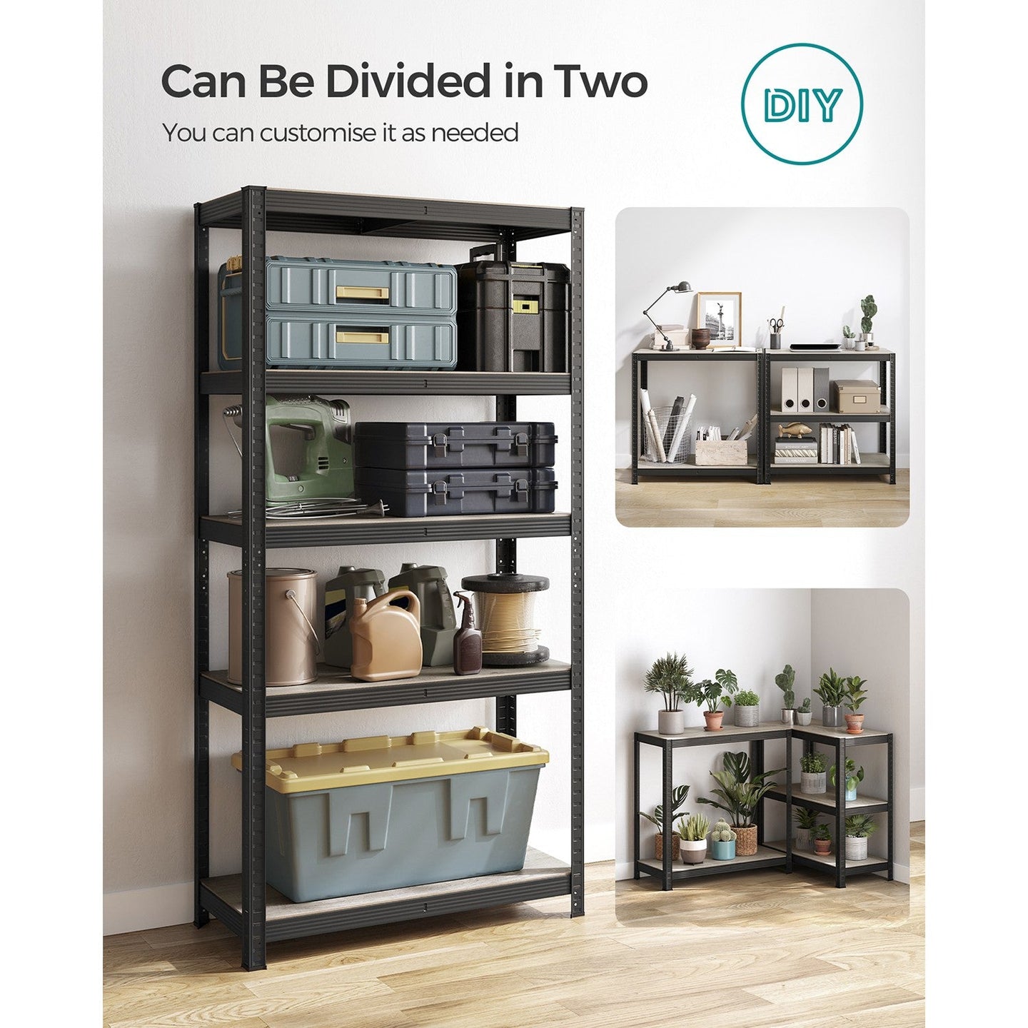 5-Tier Shelving Unit - Max Load 875 kg - Reinforced Steel - Silver - Adjustable Shelves