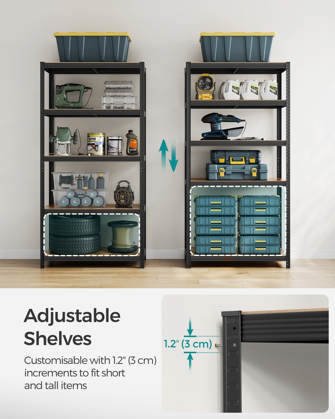Shelving Unit - Steel Frame and Wood - Rustic Brown and Black