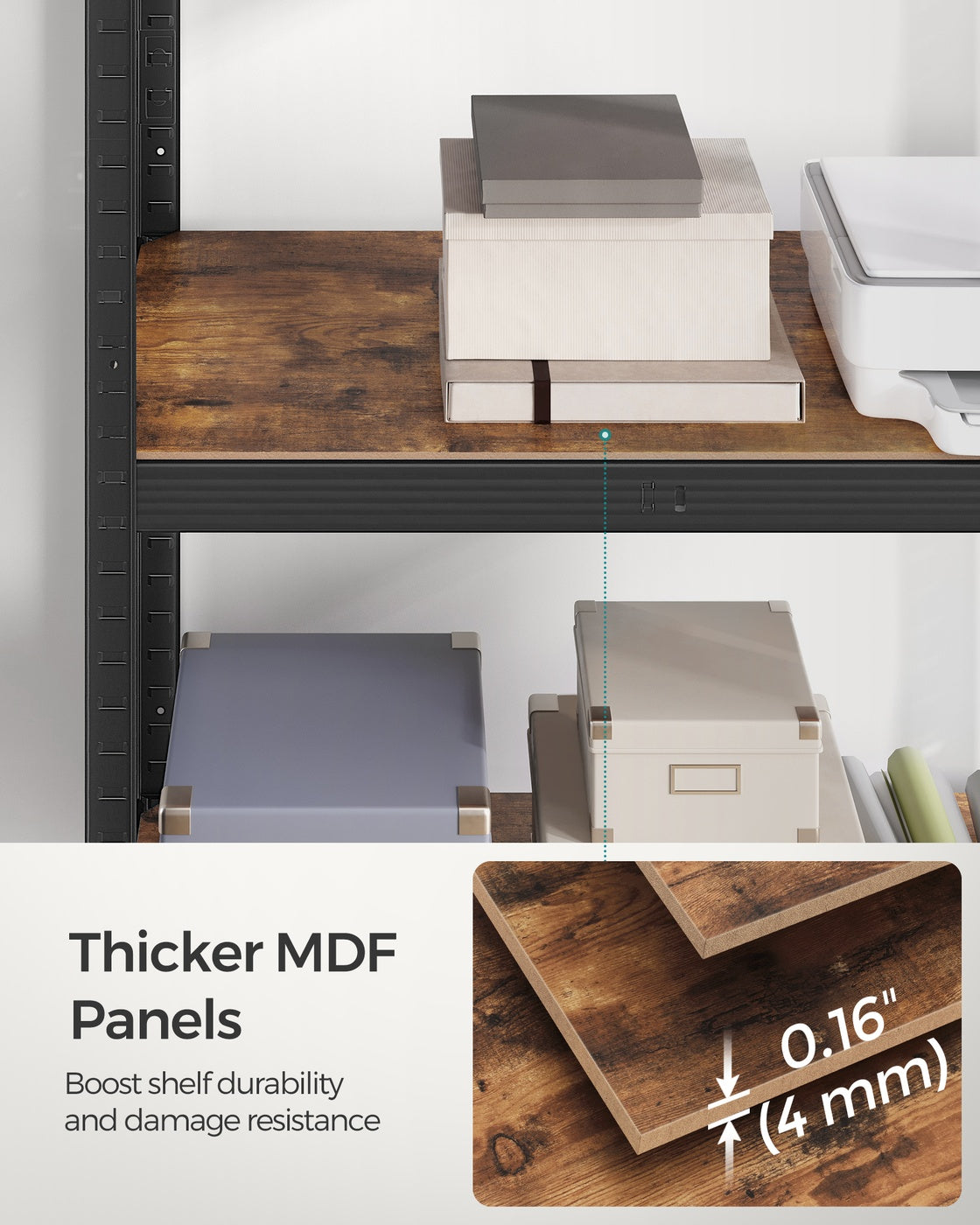 Shelving Unit - Steel Frame and Wood - Rustic Brown and Black