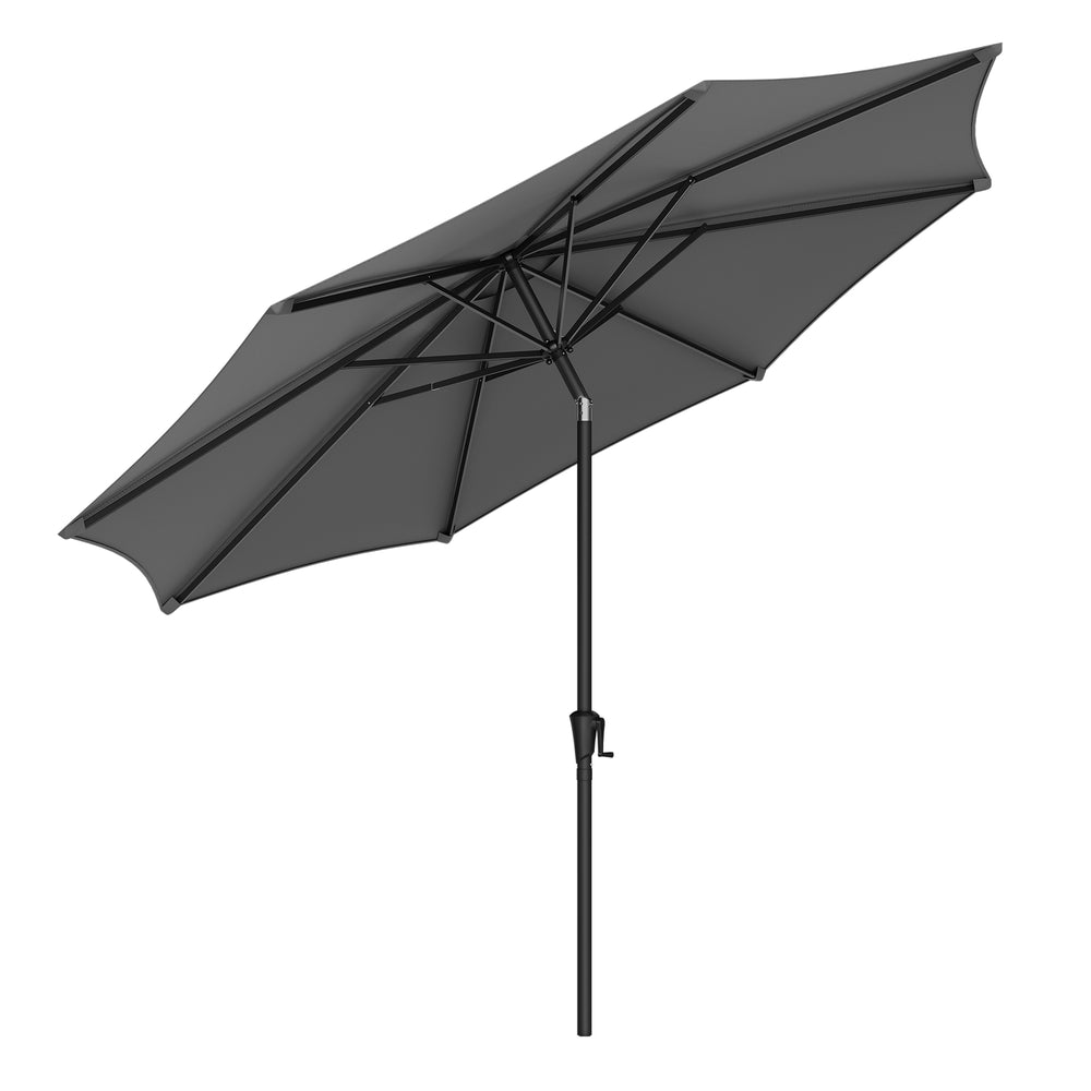 Garden Parasol Umbrella - Metal Pole and Polyester - Grey