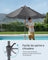 Garden Parasol Umbrella - Metal Pole and Polyester - Grey
