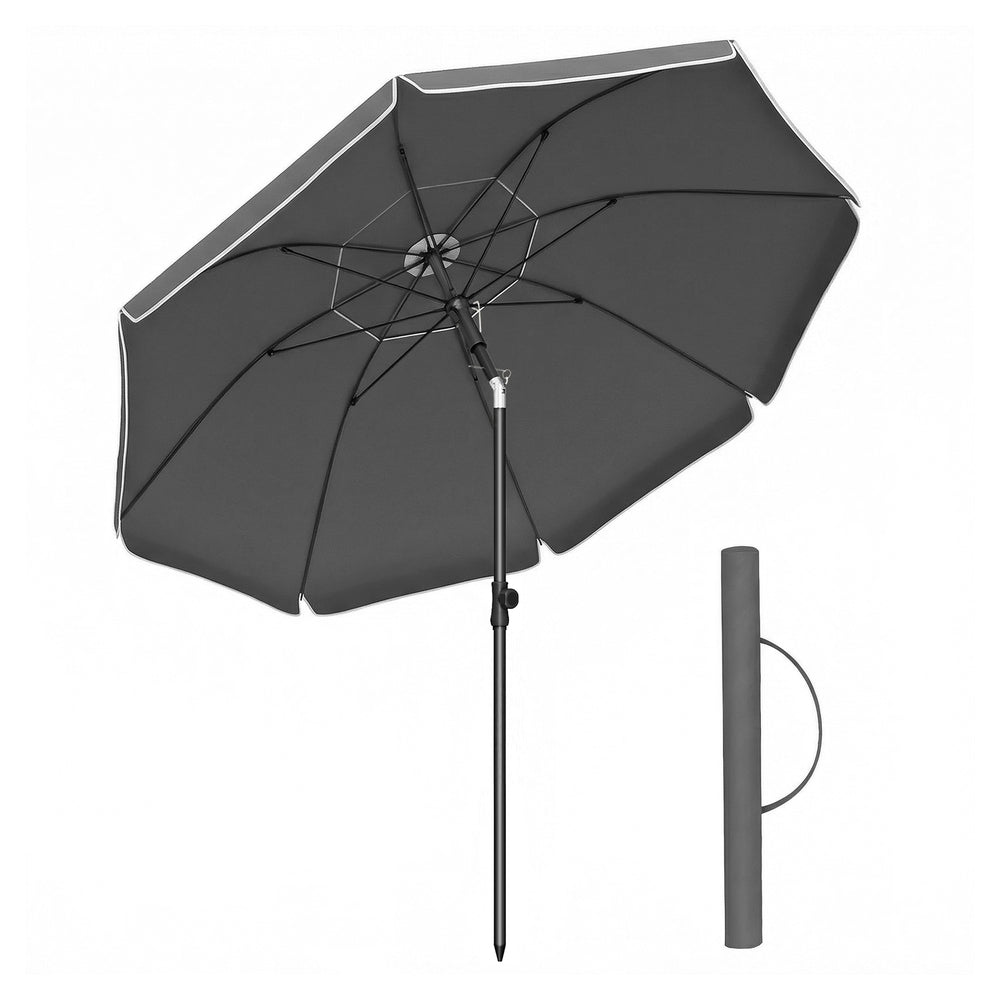 Garden Parasol - Metal Pole and Fibreglass Ribs - Grey