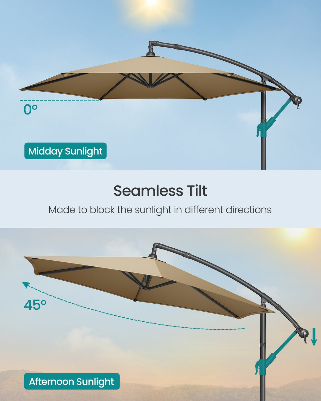 Cantilever Garden Parasol Umbrella - Metal Pole and Polyester