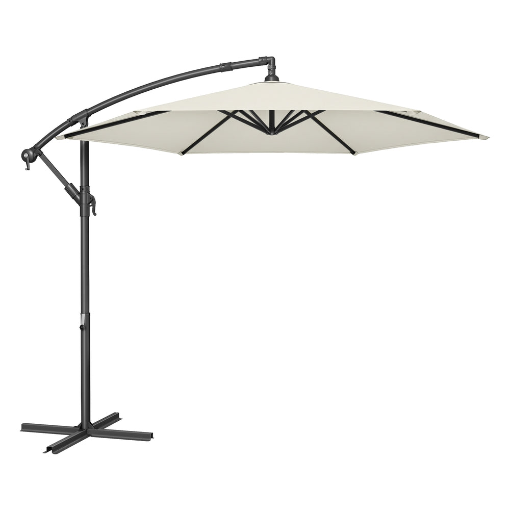 Cantilever Garden Parasol Umbrella - Metal Pole and Polyester - Beige