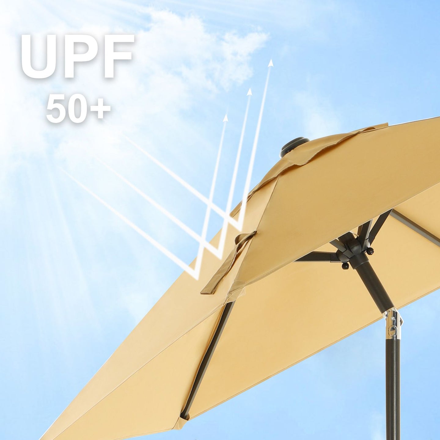 Garden Parasol Umbrella - Metal - Grey - UPF 50+ Protection
