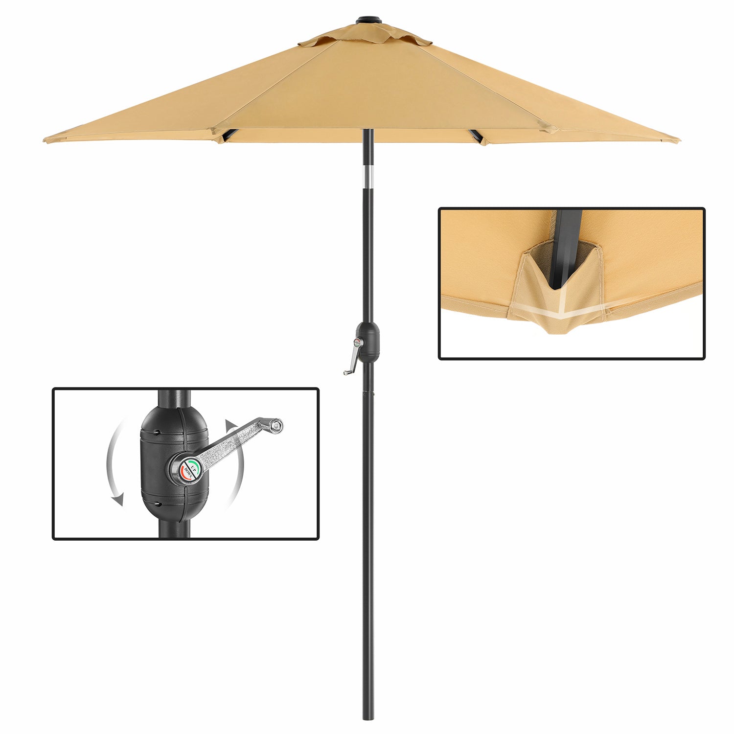 Garden Parasol Umbrella - Metal - Grey - UPF 50+ Protection