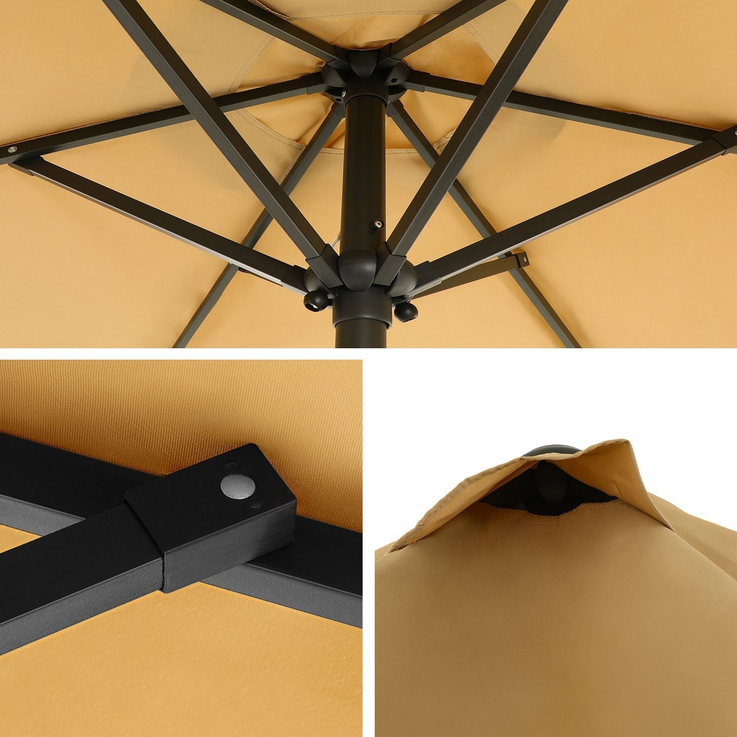 Garden Parasol Umbrella - Metal - Grey - UPF 50+ Protection