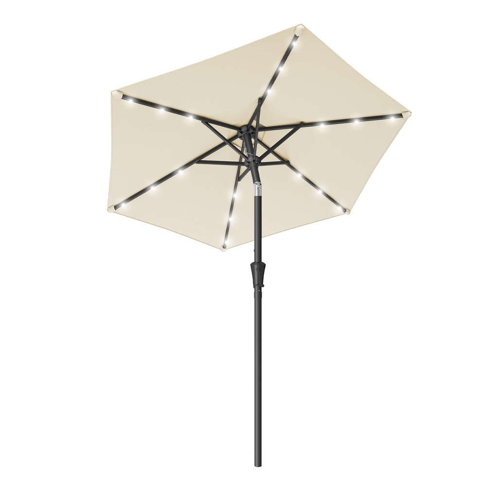 Garden Parasol Umbrella - Steel Frame and Polyester - Beige