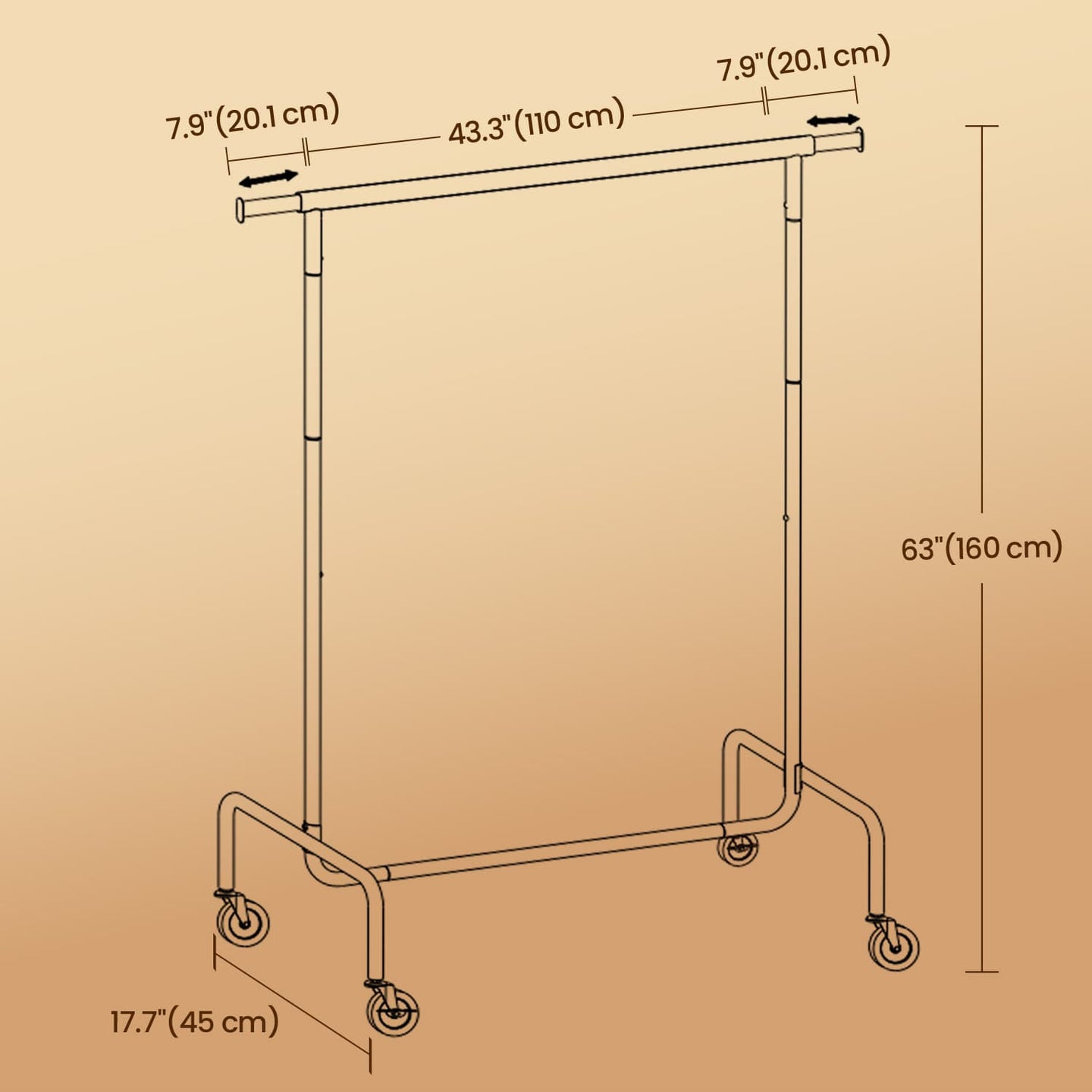 Heavy-Duty Clothes Rack - Metal - Matte Black - Extendable Rod