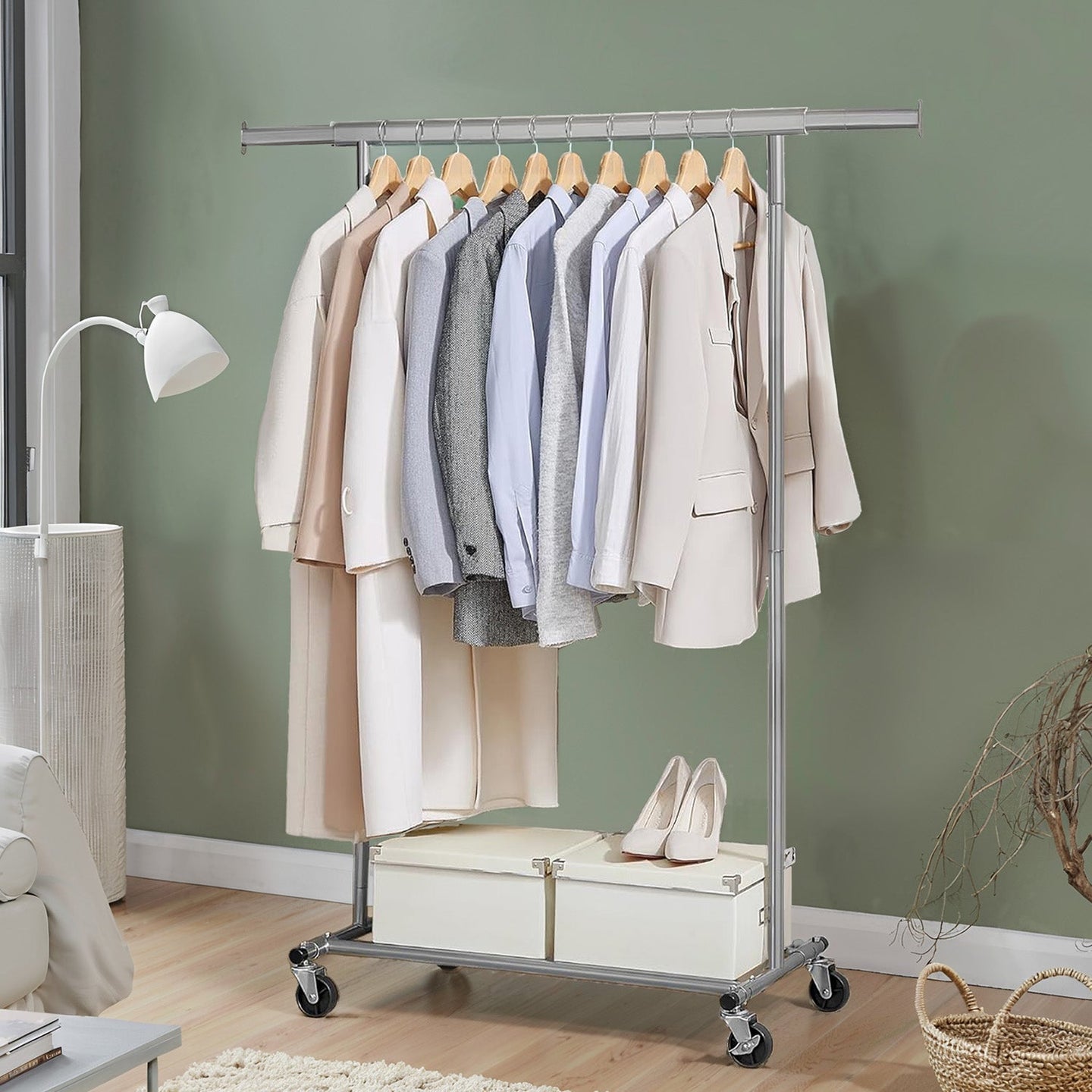 Clothes Rack - Metal - Silver - Extendable