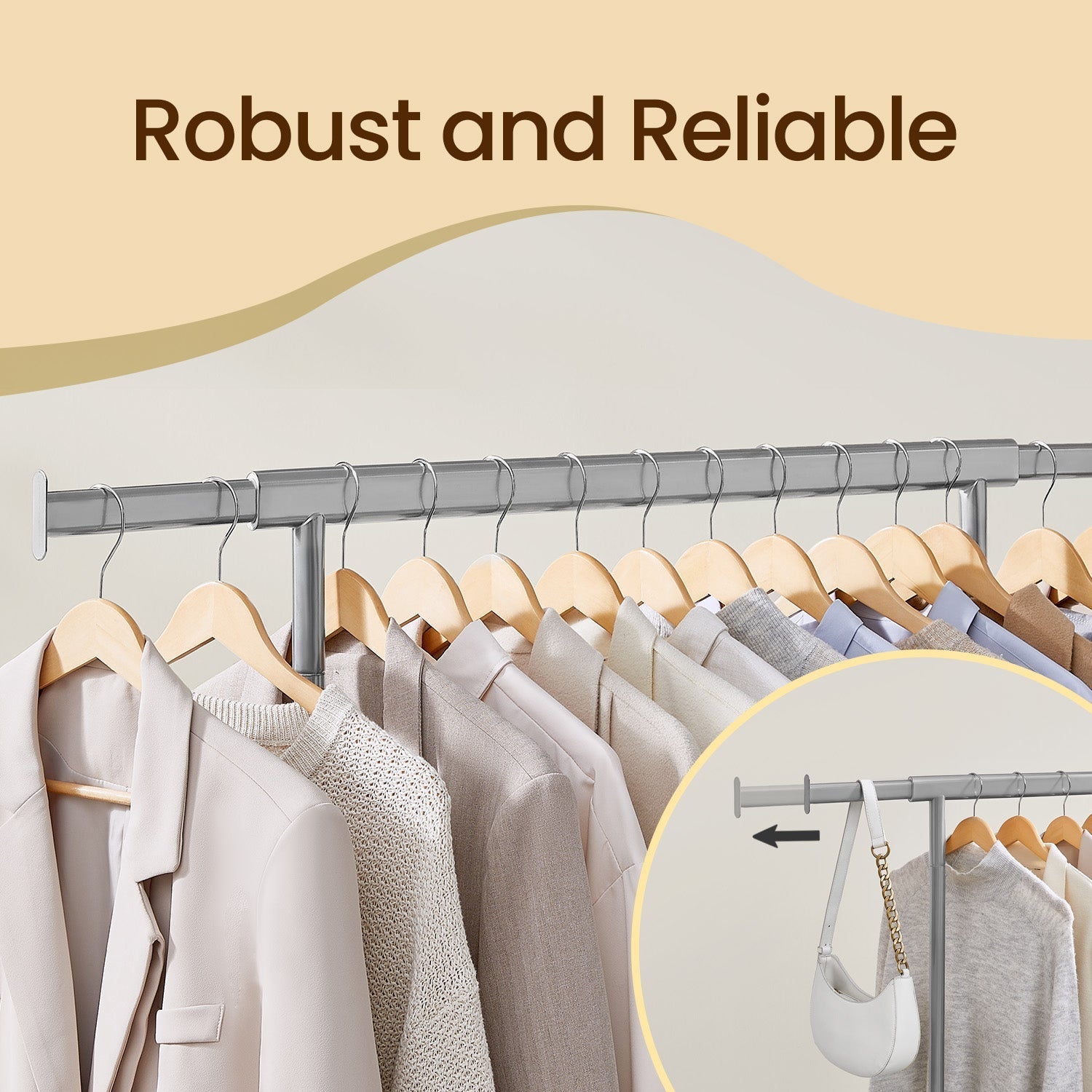 Clothes Rack - Metal - Silver - Extendable