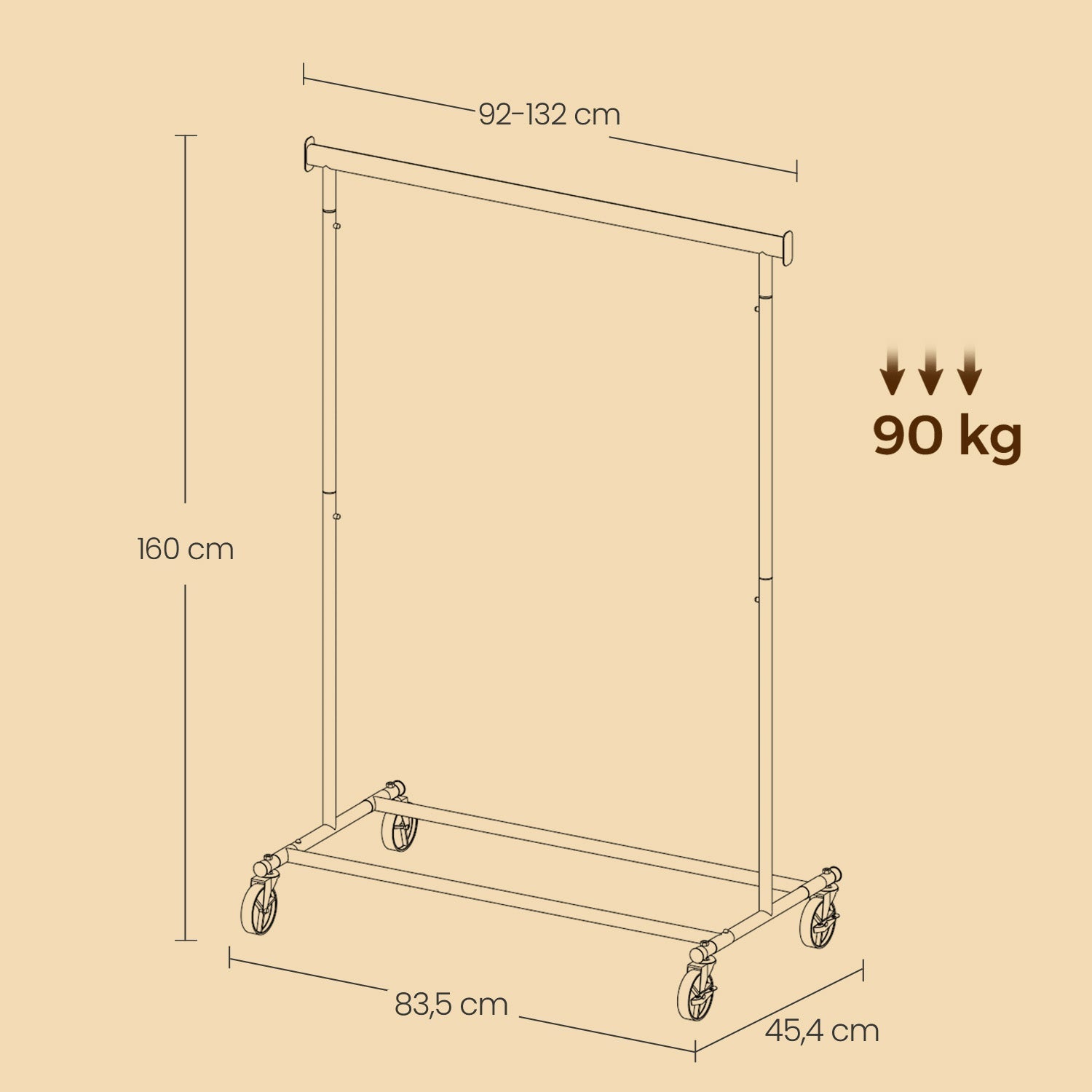 Clothes Rack - Metal - Silver - Extendable