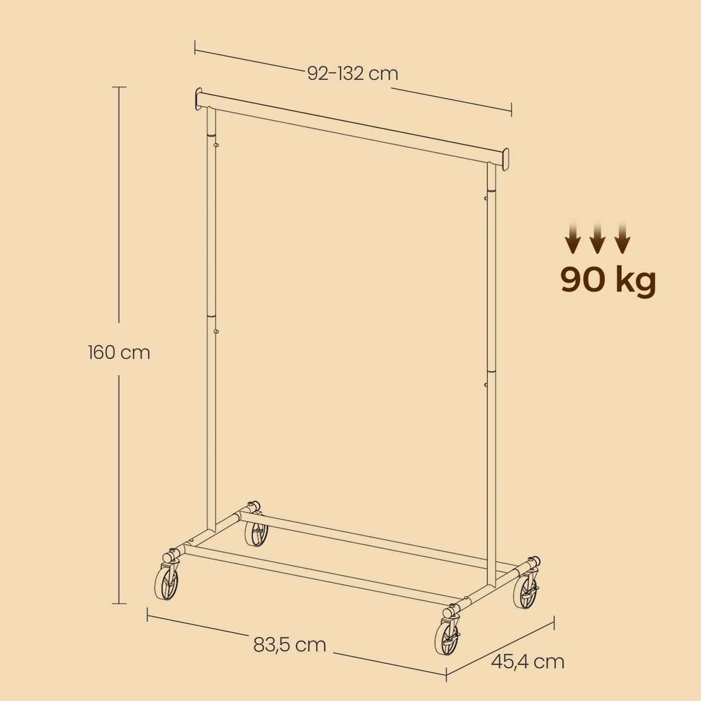 Clothes Rack - Metal - Silver - Extendable