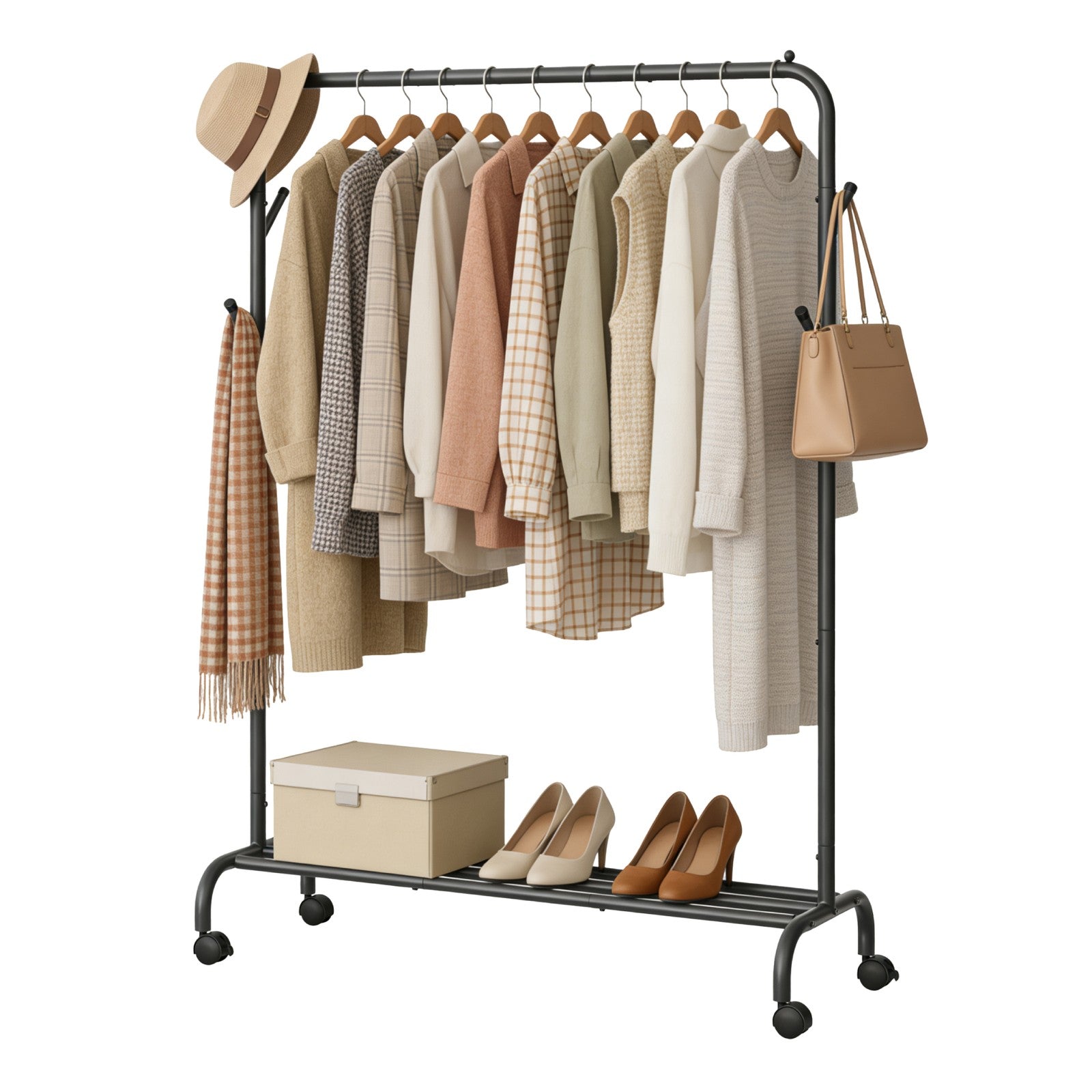 Clothes Rack - Steel - Black - with Wheels