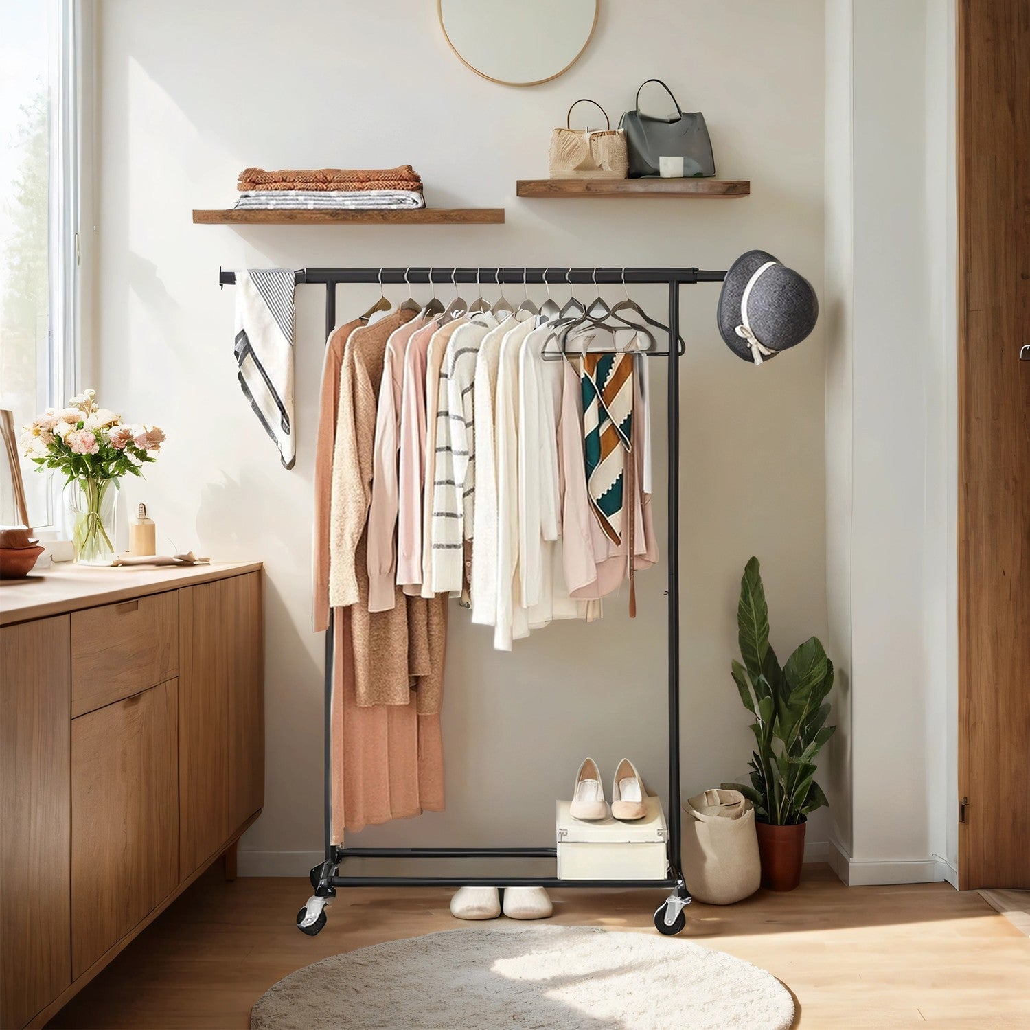 Garment Rail - Metal - Black - Adjustable