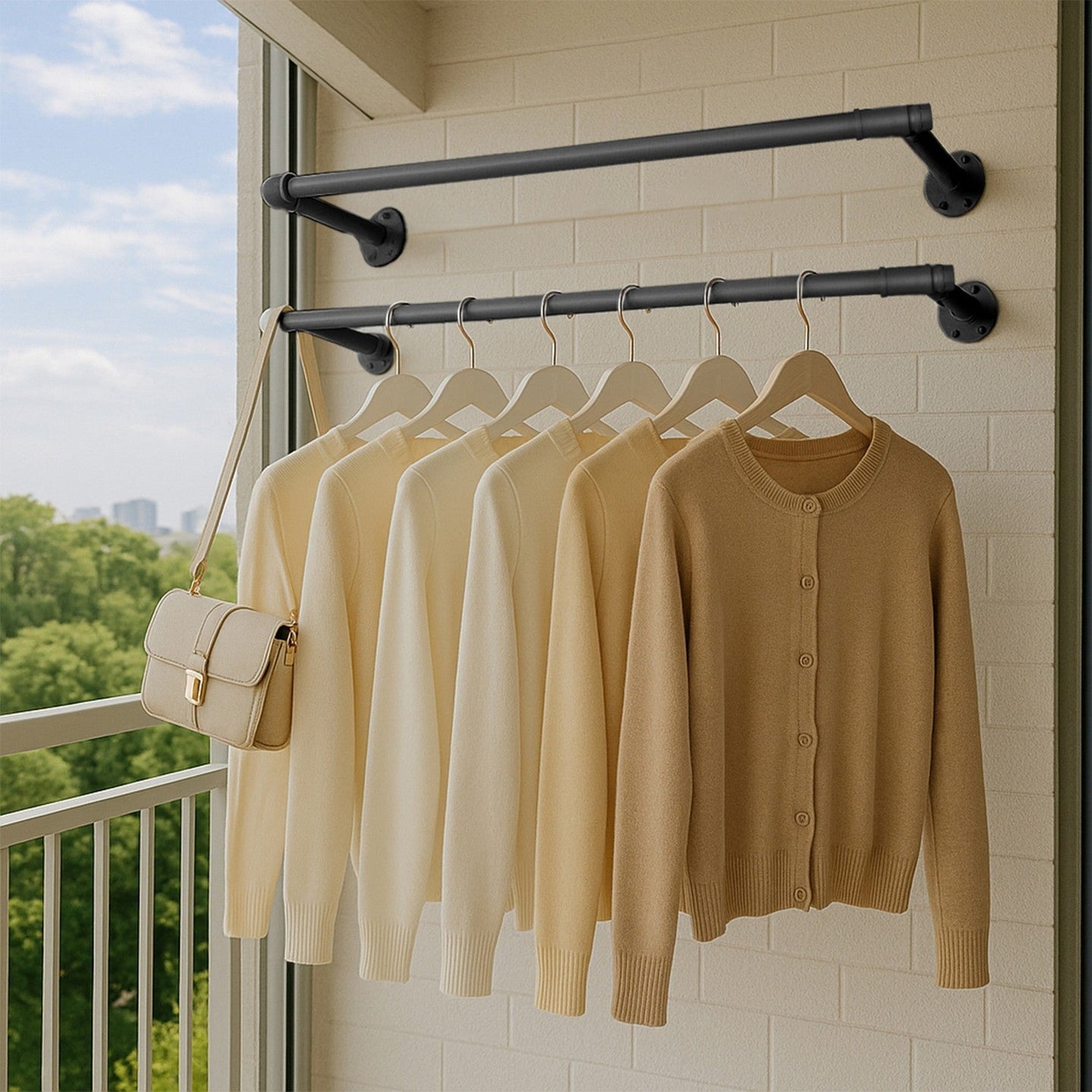 Clothes Rack - Steel - Black - Wall-Mounted