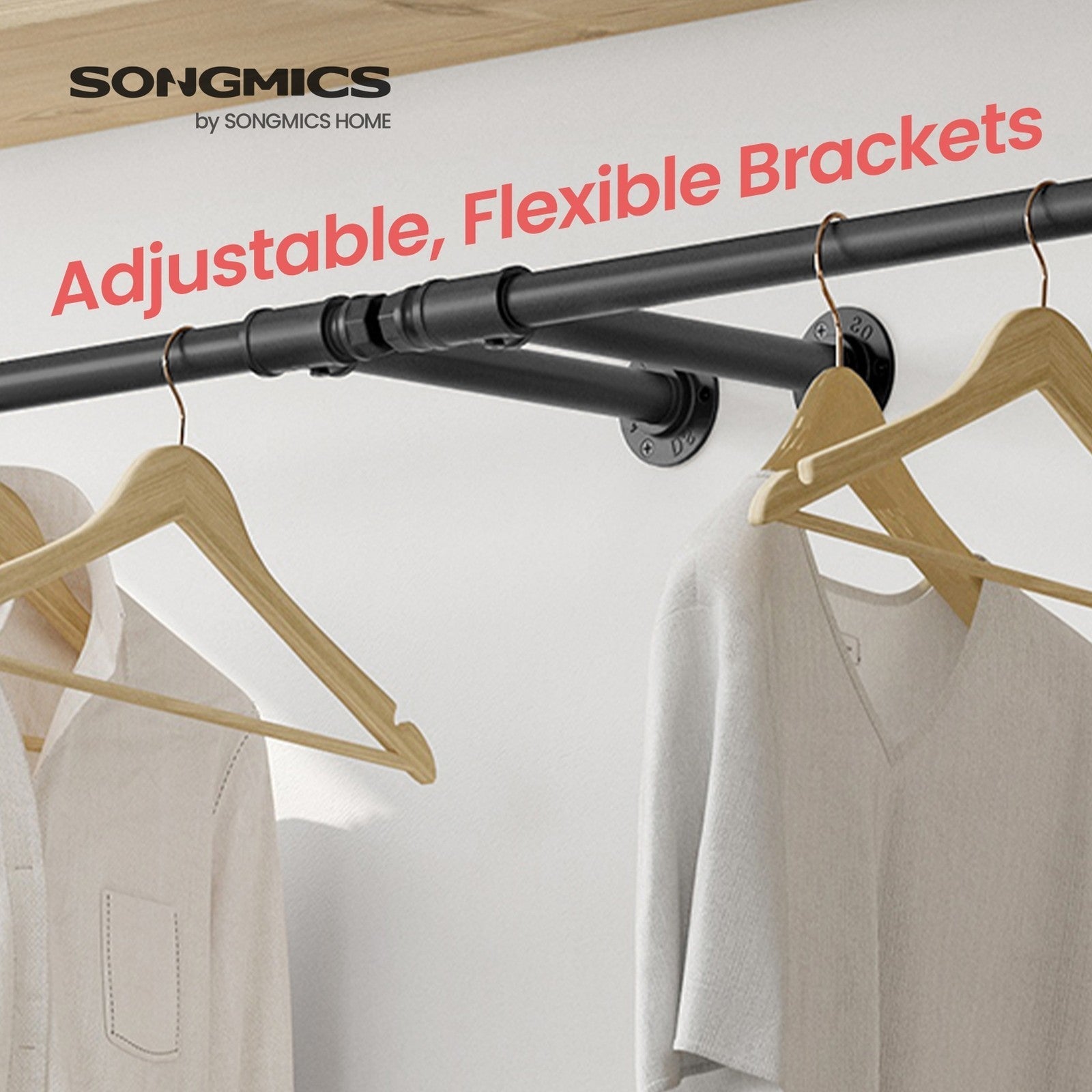 Clothes Rack - Steel - Black - Wall-Mounted