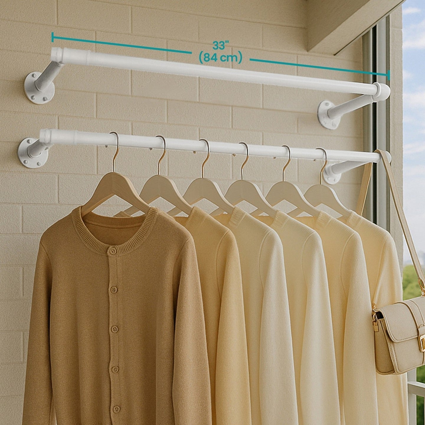 Clothes Rack - Steel - Black - Wall-Mounted