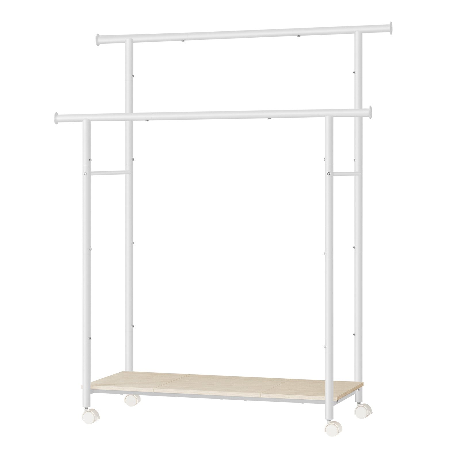 Clothes Rack with Wheels - 39.6" - Steel - Double-Rod Design