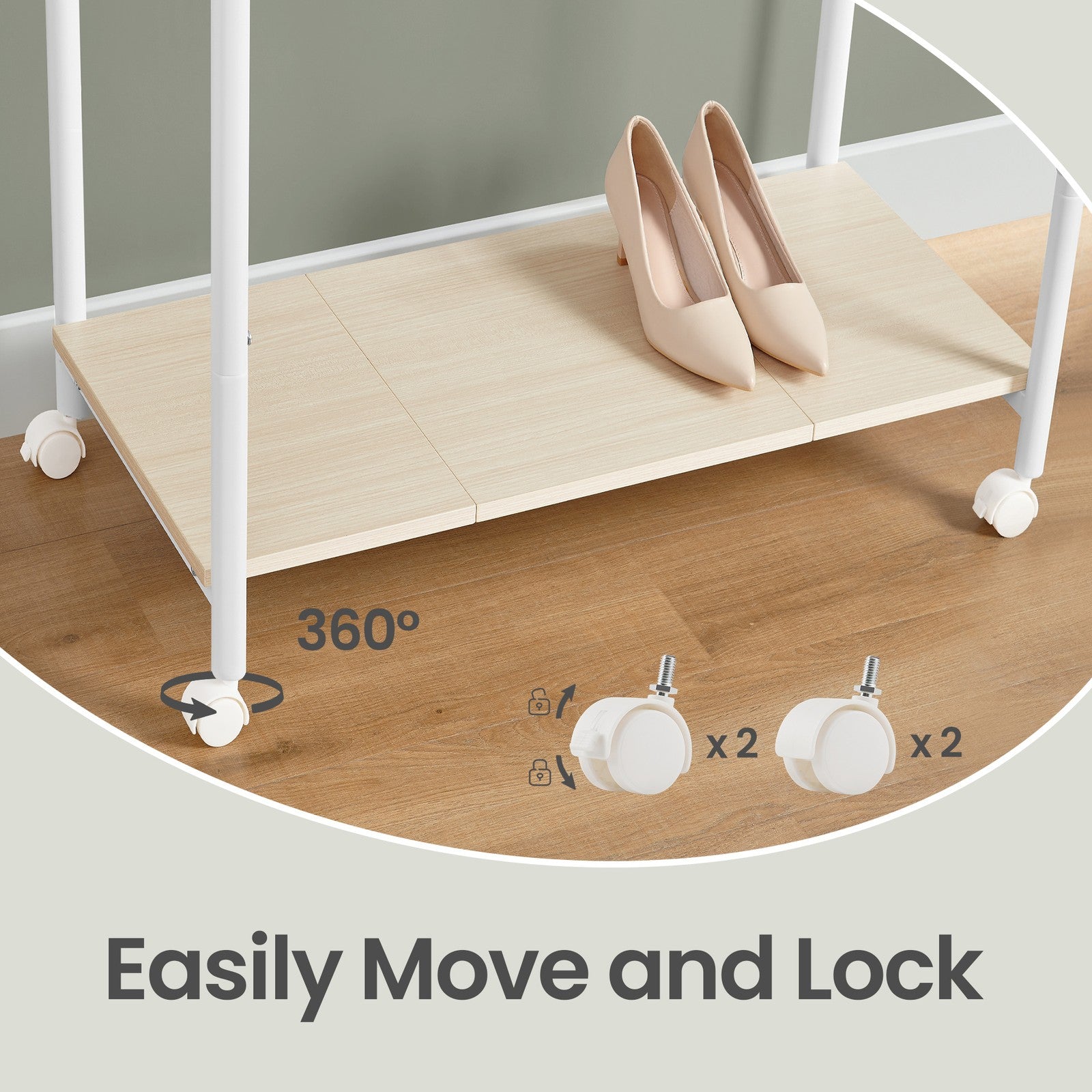 Clothes Rack with Wheels - 39.6" - Steel - Double-Rod Design